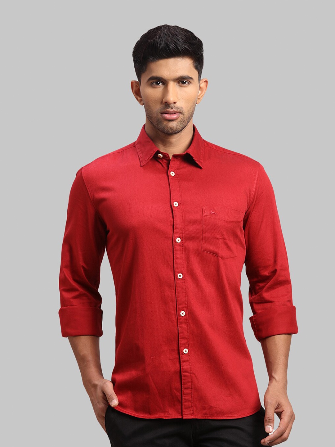 

Parx Men Slim Fit Cotton Casual Shirt, Red