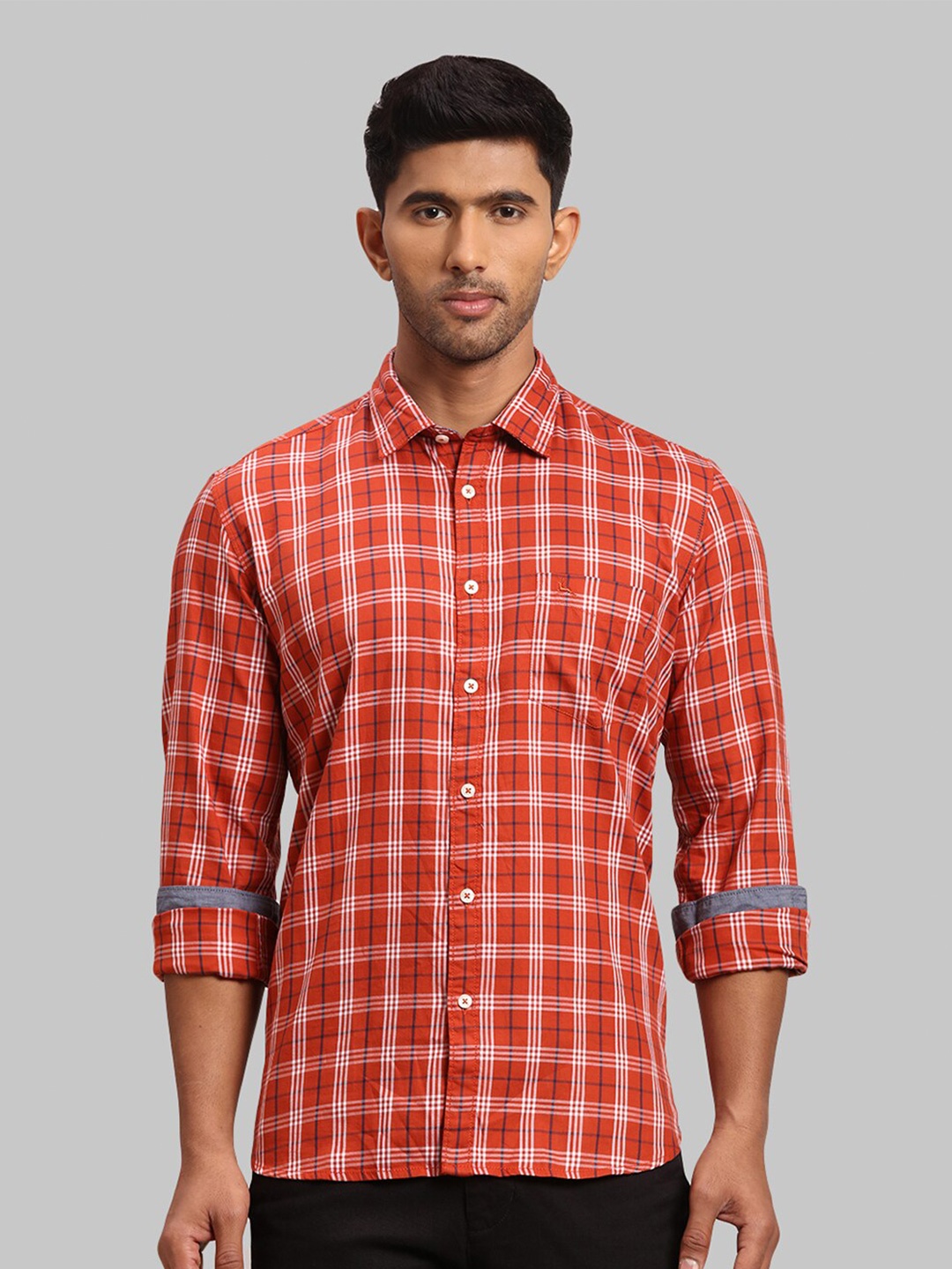 

Parx Men Slim Fit Cotton Checked Casual Shirt, Red