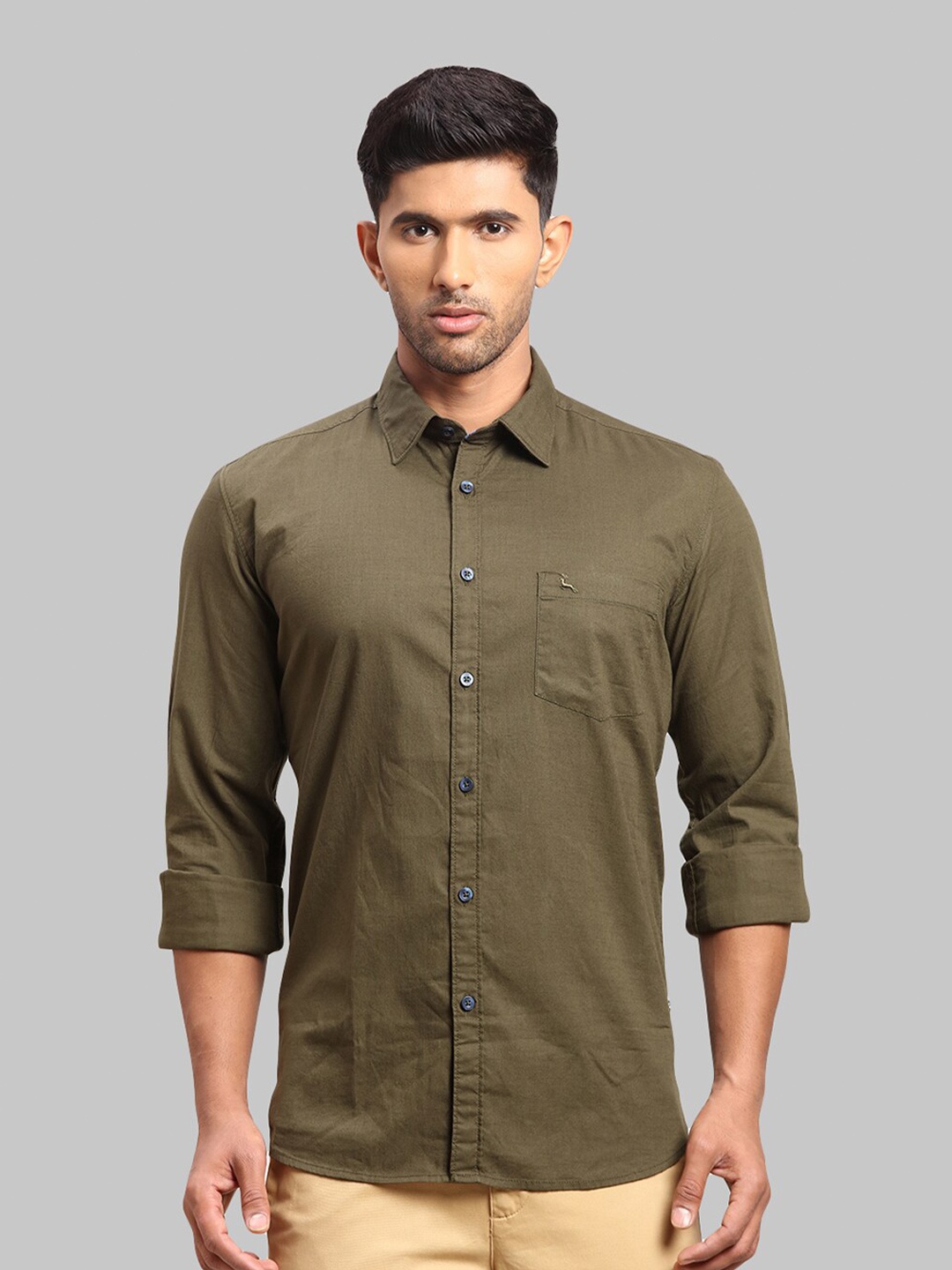

Parx Men Slim Fit Cotton Casual Shirt, Green
