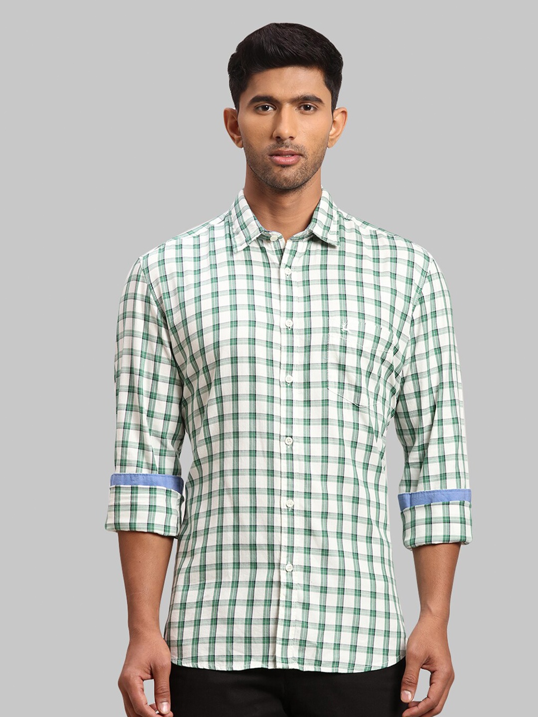 

Parx Men Slim Fit Checked Cotton Casual Shirt, Off white