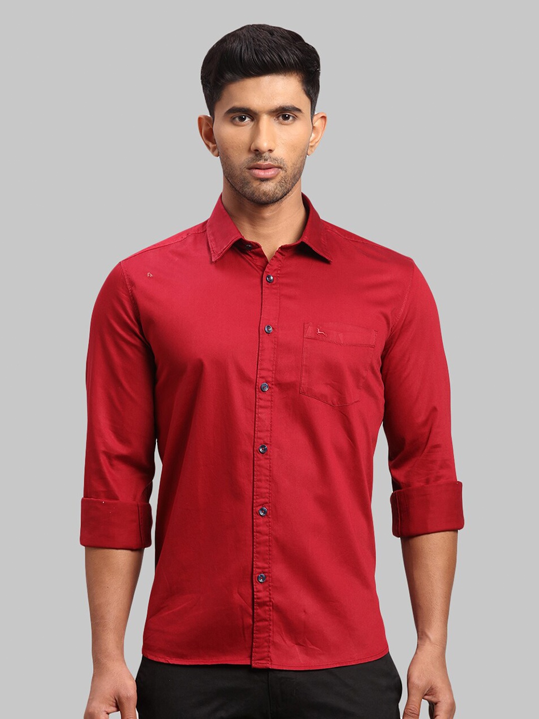 

Parx Men Cotton Slim Fit Casual Shirt, Red