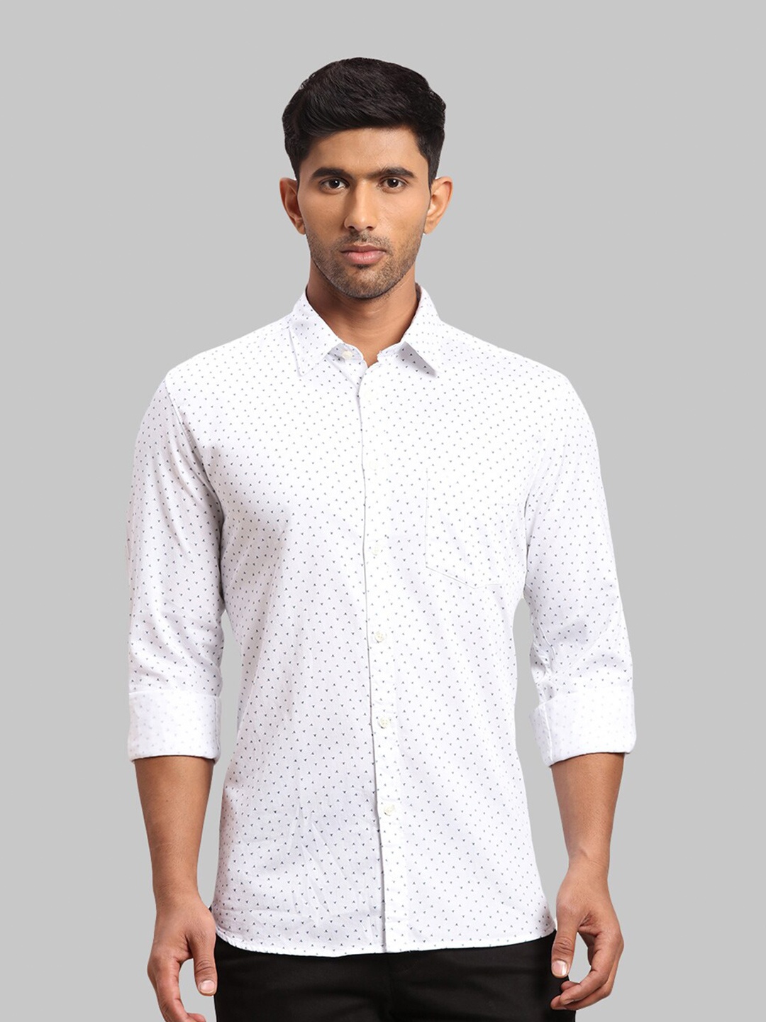 

Parx Men Slim Fit Printed Cotton Casual Shirt, White