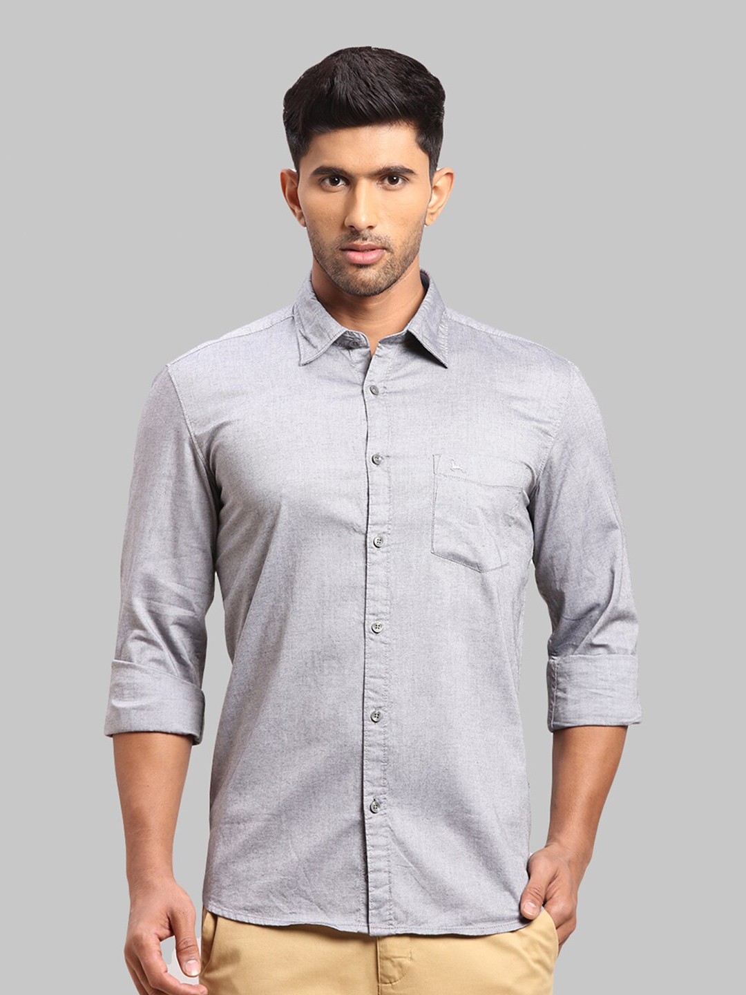 

Parx Men Slim Fit Cotton Casual Shirt, Grey