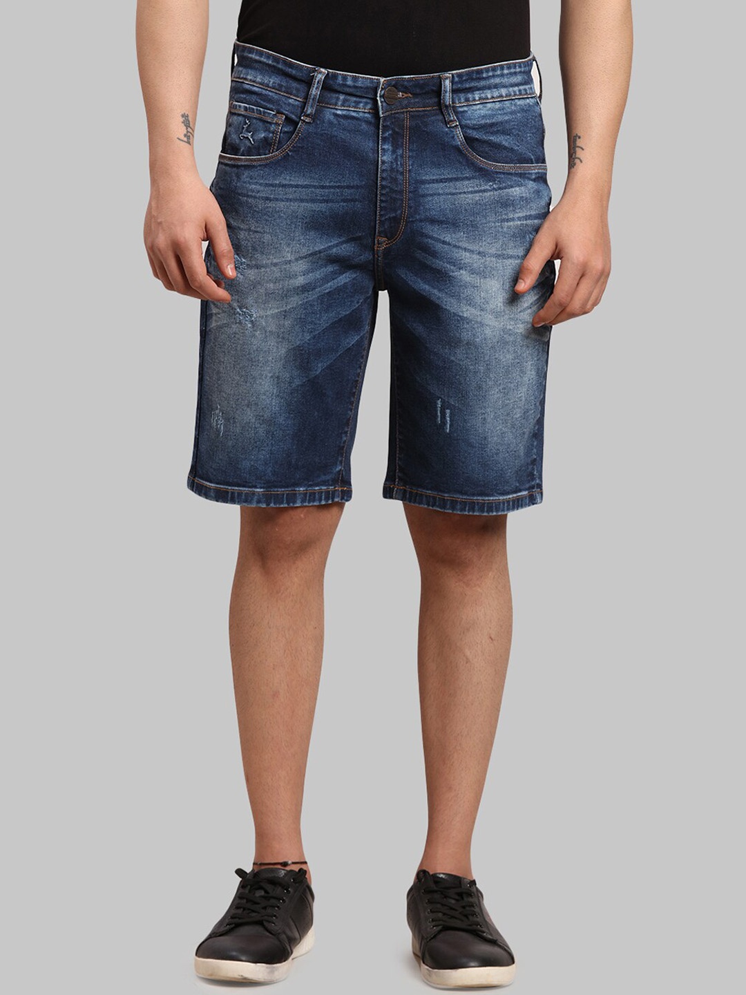 

Parx Men Blue Washed Washed Denim Shorts