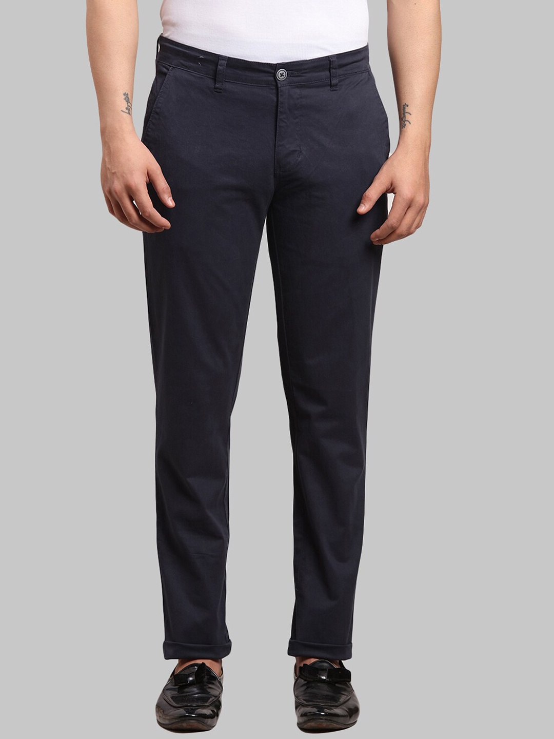 

Parx Men Tapered Fit Trouser, Navy blue