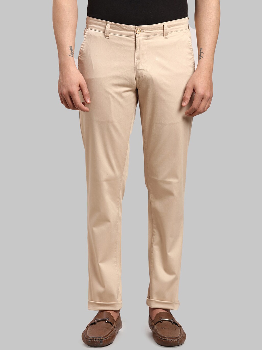 

Parx Men Tapered Fit Chinos Trouser, Beige