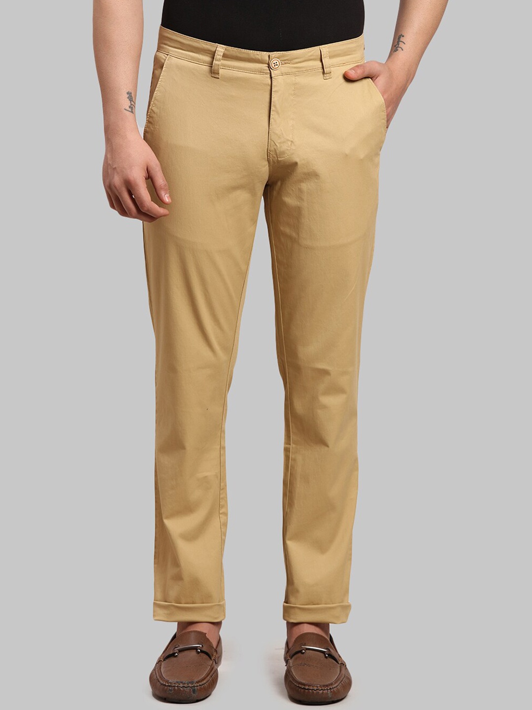 

Parx Men Tapered Fit Chinos Trouser, Khaki
