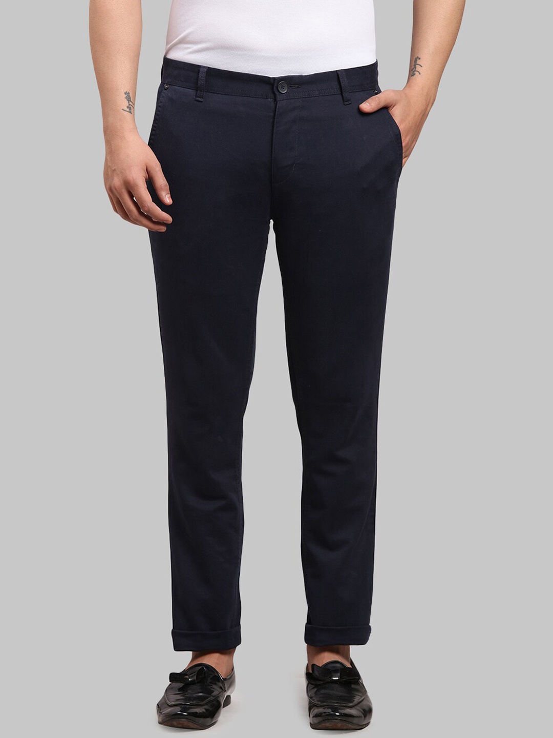 

Parx Men Slim Fit Trouser, Navy blue