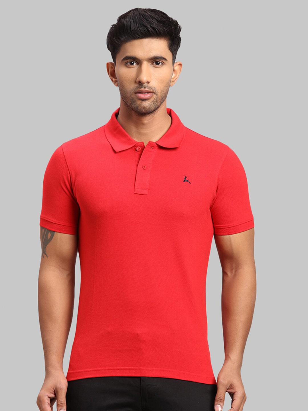 

Parx Men Polo Collar Cotton T-shirt, Red