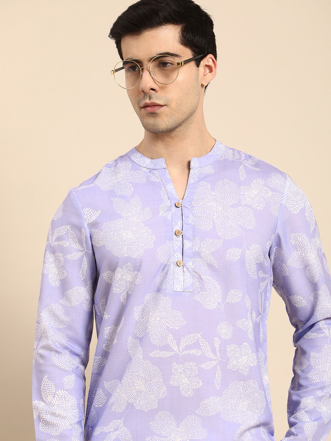 

Anouk V-Neck Floral Printed Floral Kurta, Lavender