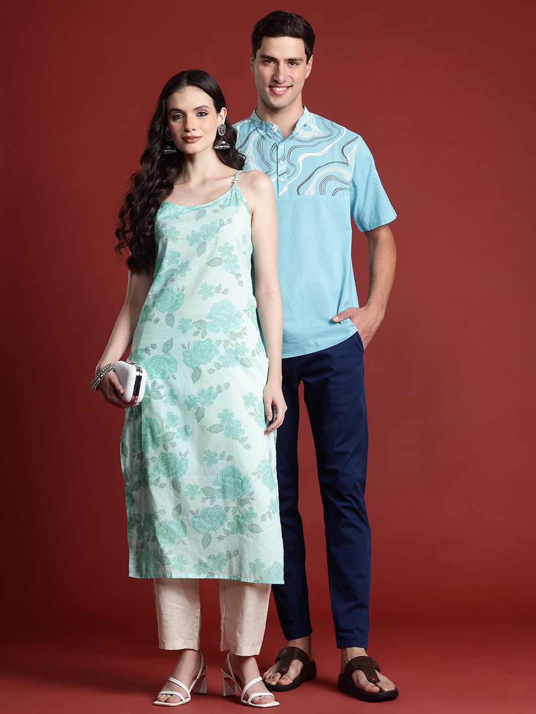 

Anouk Men Pure Cotton Abstract Printed Kurta, Blue