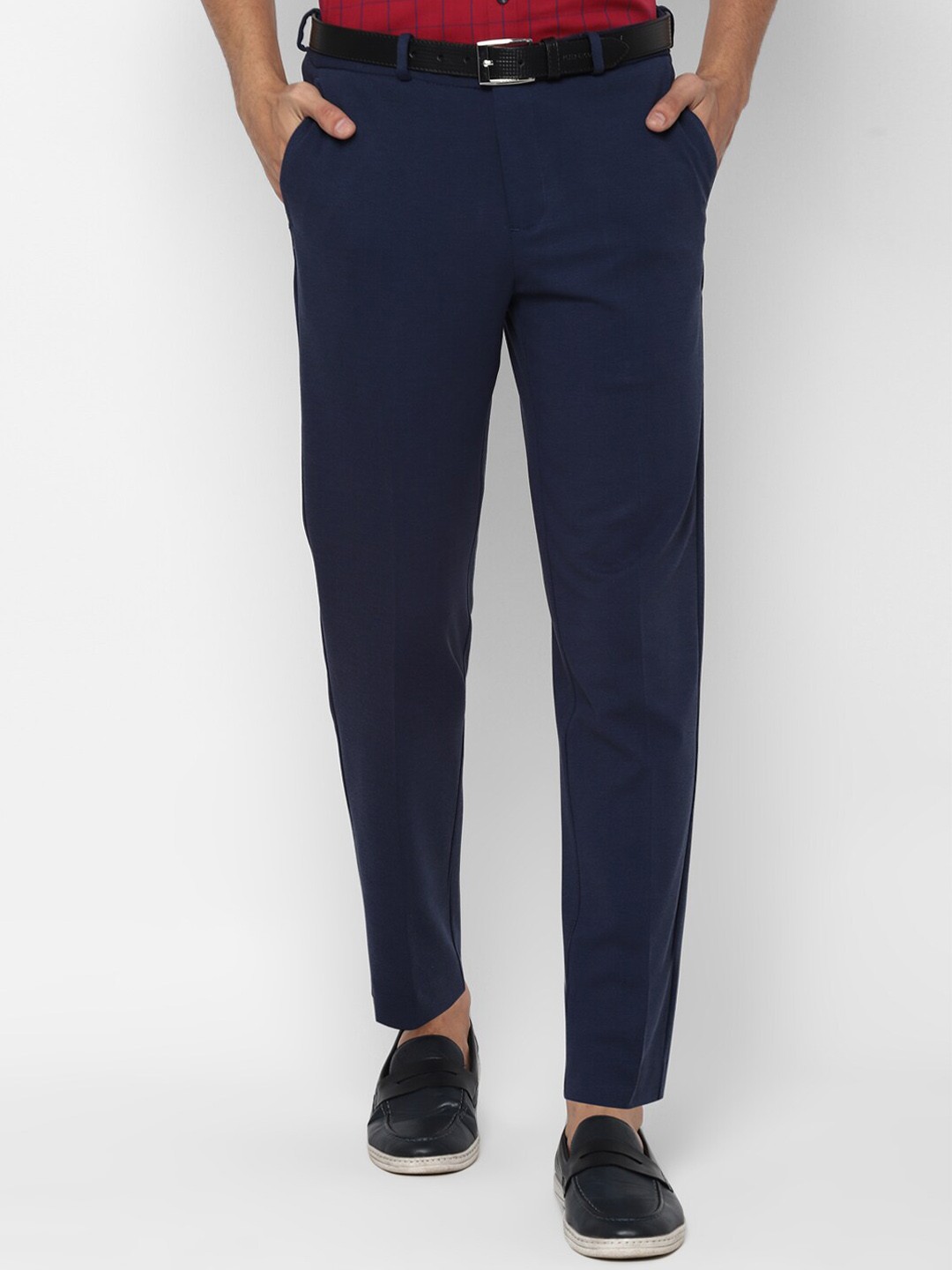 

Allen Solly Men Cotton Slim Fit Trousers, Navy blue