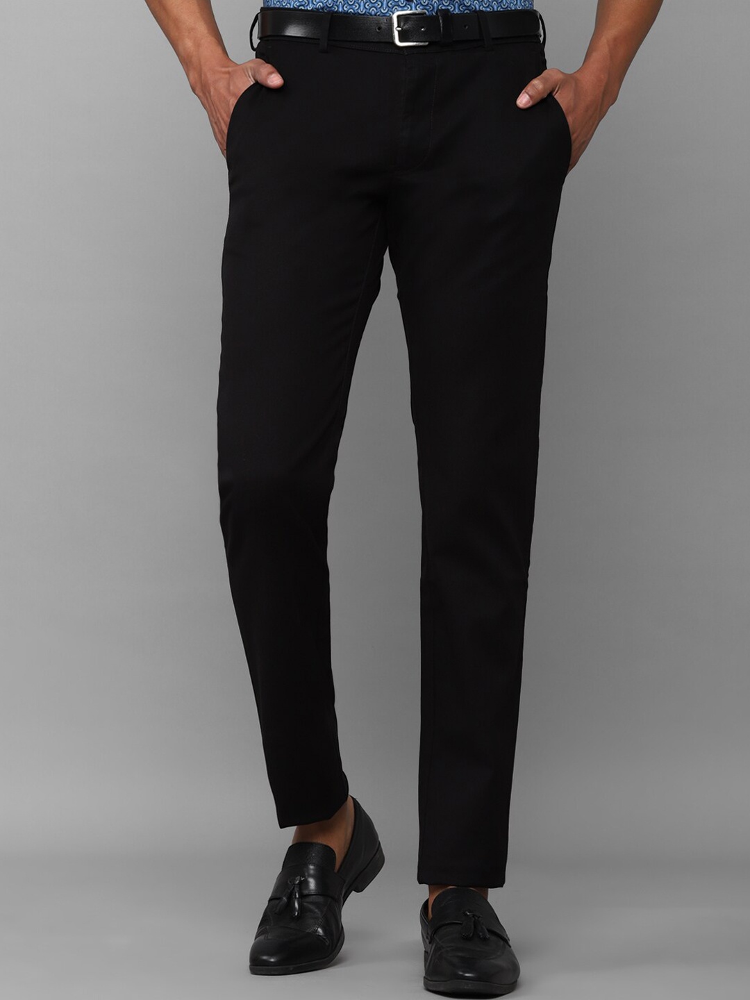 

Allen Solly Men Cotton Slim Fit Trousers, Black