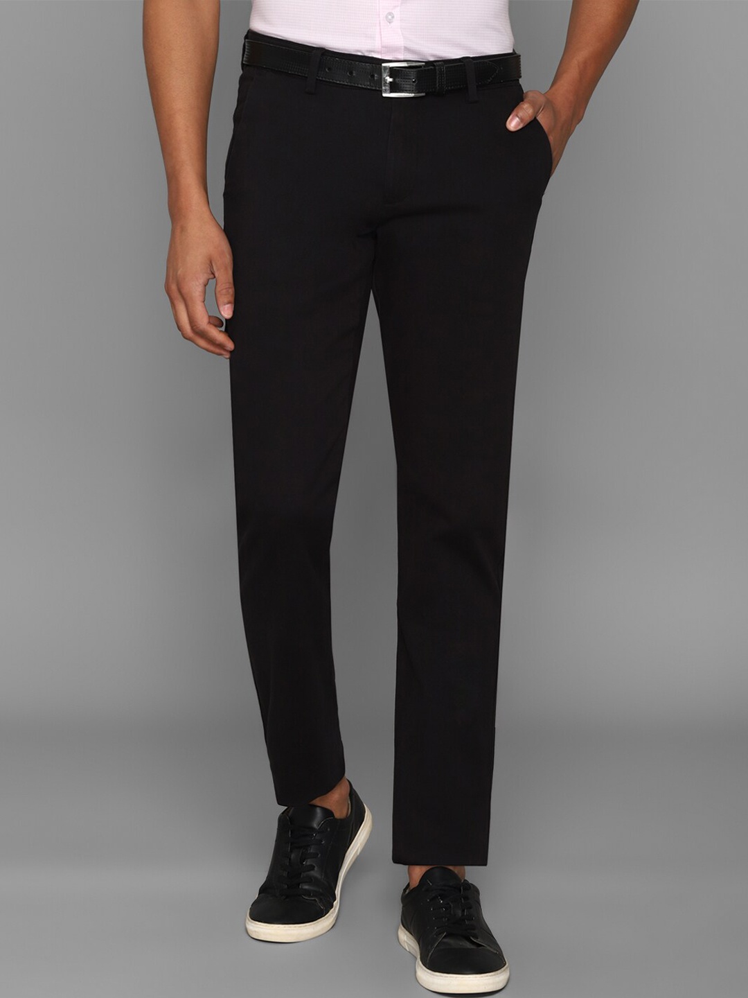 

Allen Solly Men Cotton Slim Fit Trousers, Black
