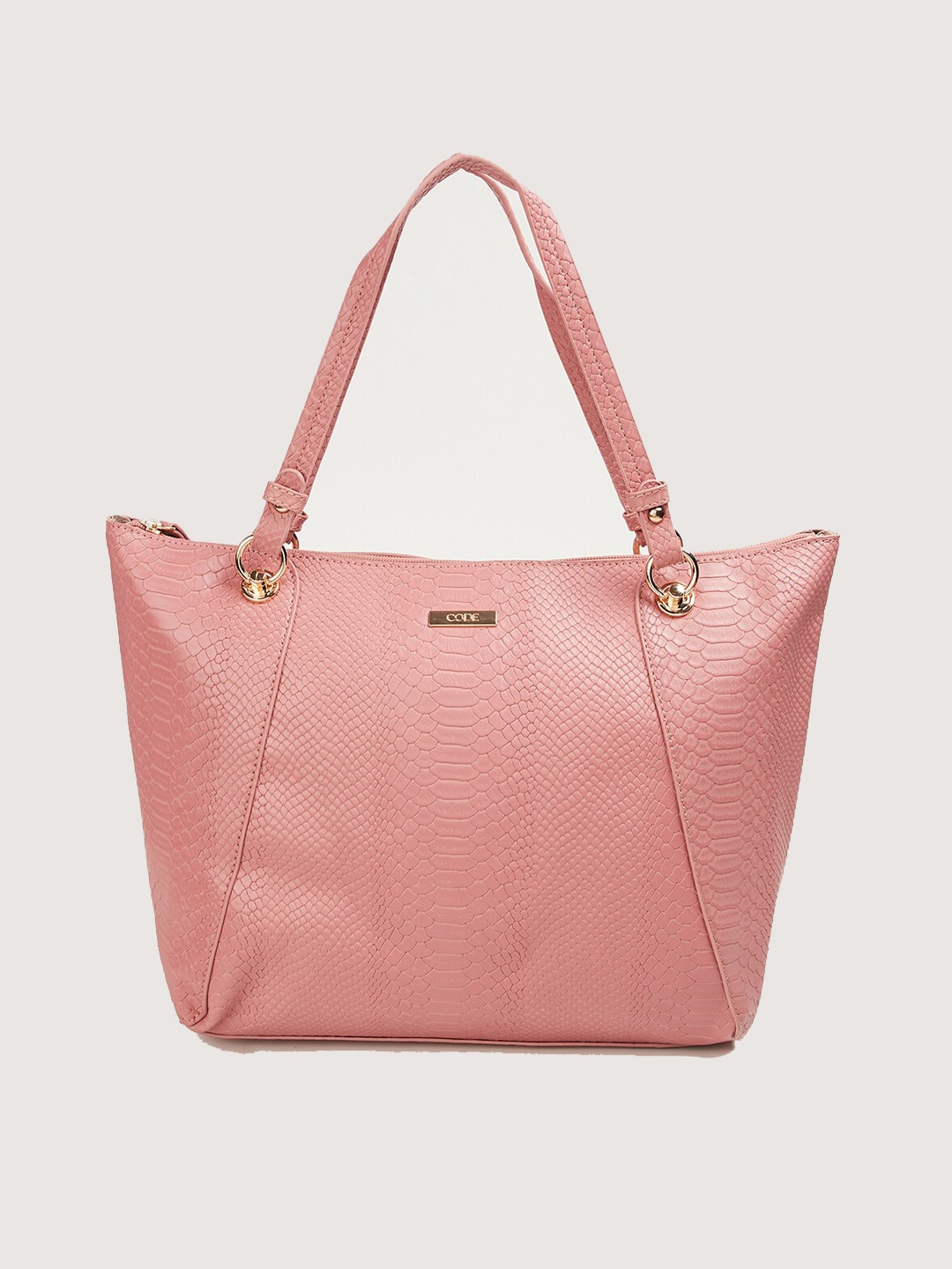 

CODE by Lifestyle Women Animal Textured Structured Shoulder Bag, Peach