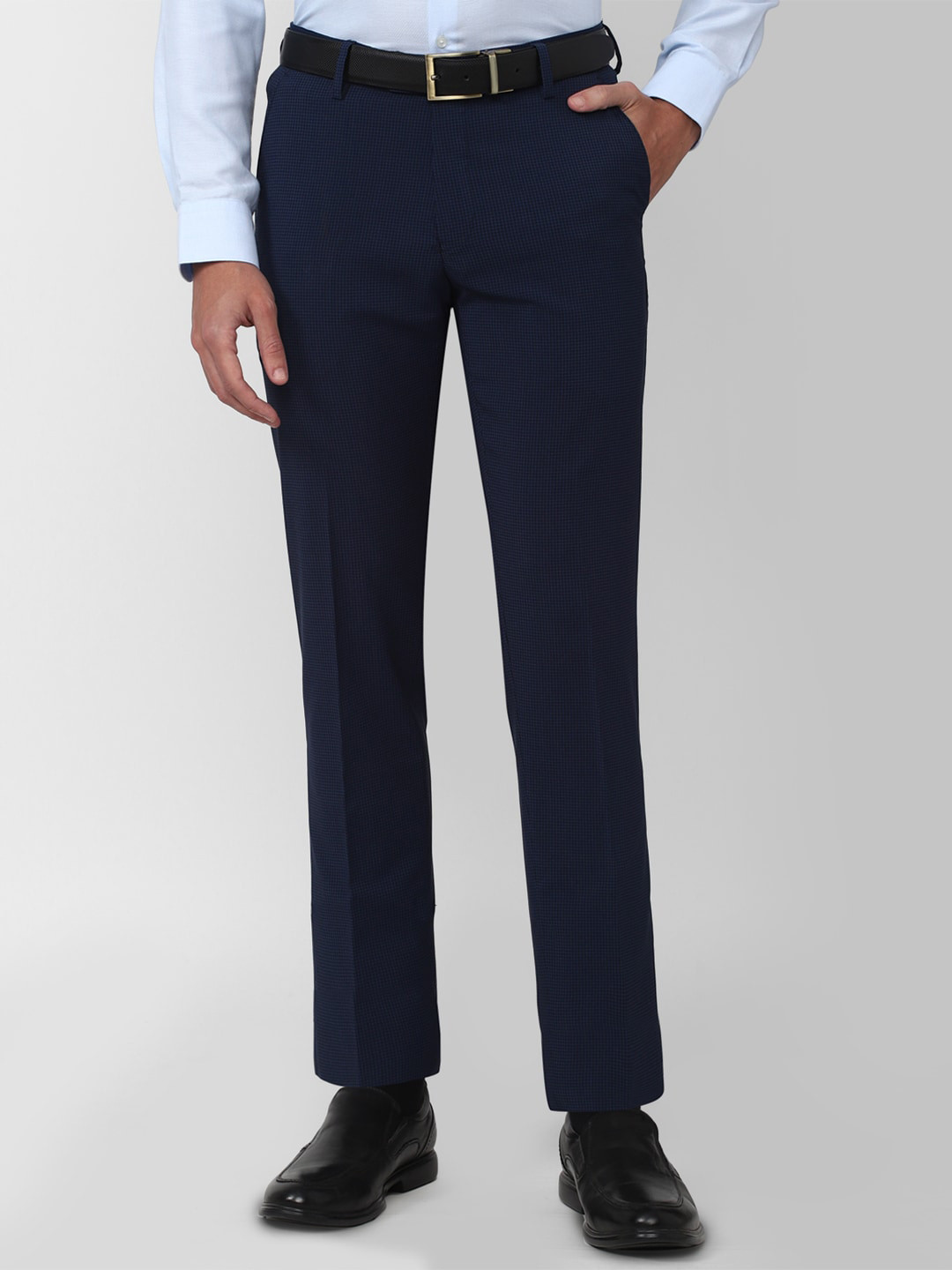 

Peter England Men Slim Fit Formal Trousers, Navy blue