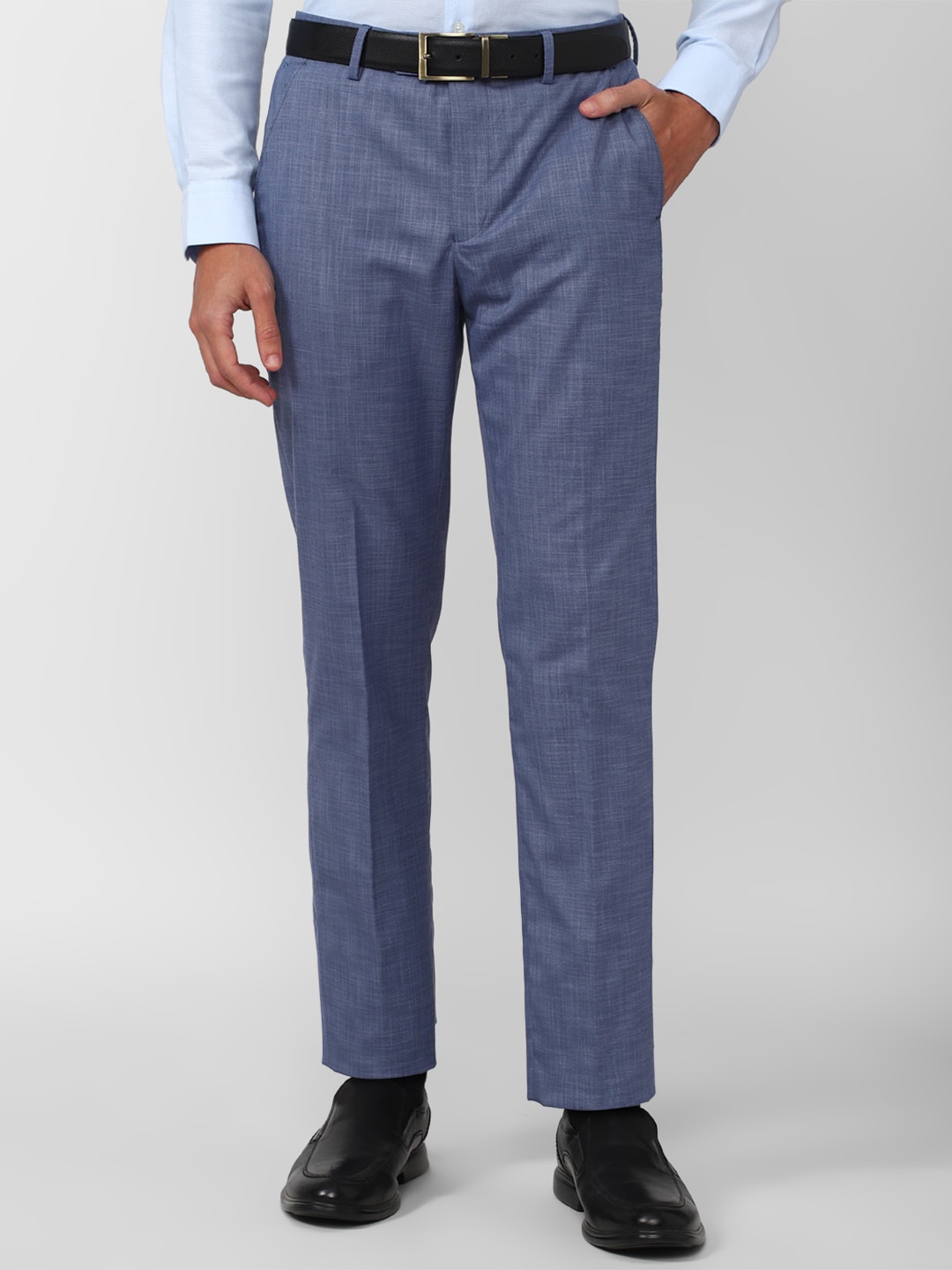 

Peter England Men Slim Fit Formal Trousers, Blue