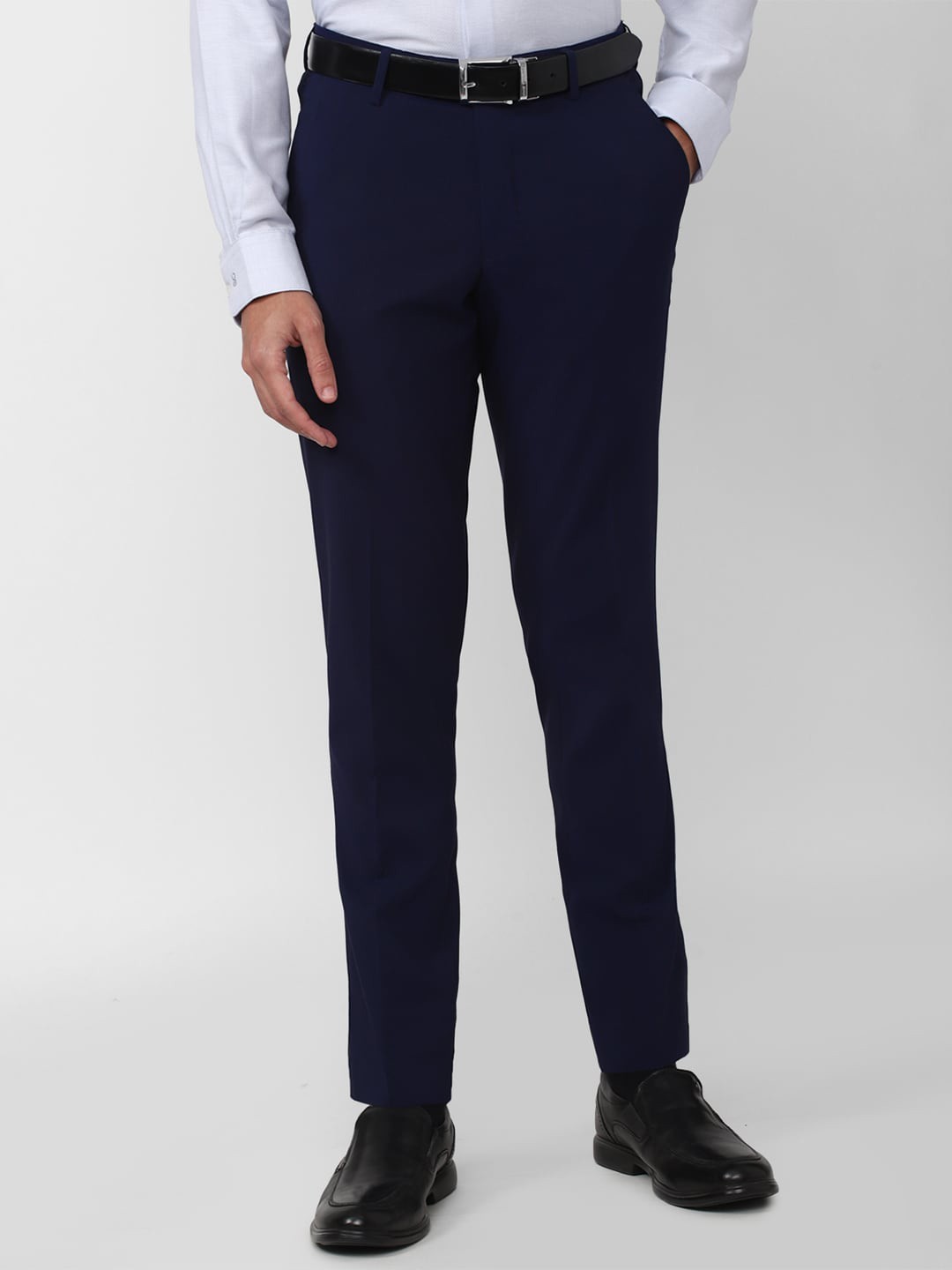 

Peter England Men Slim Fit Formal Trousers, Navy blue
