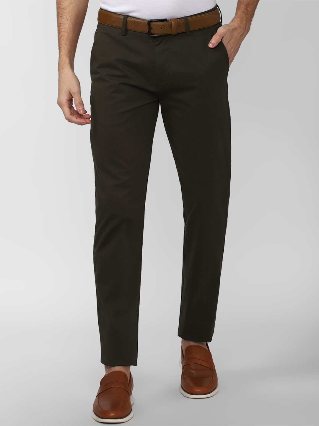 

Peter England Casuals Men Green Slim Fit Trousers