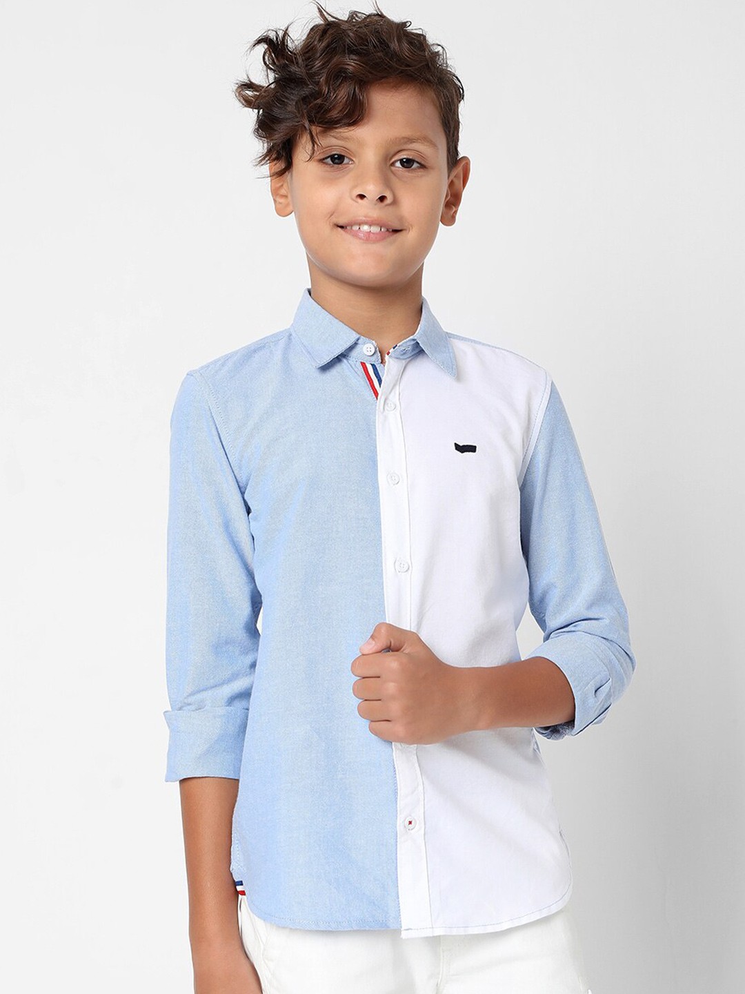 

GAS Boys Slim Fit Colourblocked Pure Cotton Casual Shirt, Blue