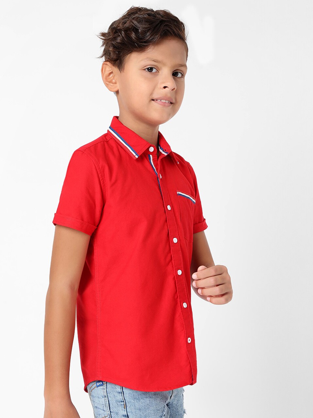 

GAS Boys Slim Fit Pure Cotton Casual Shirt, Red
