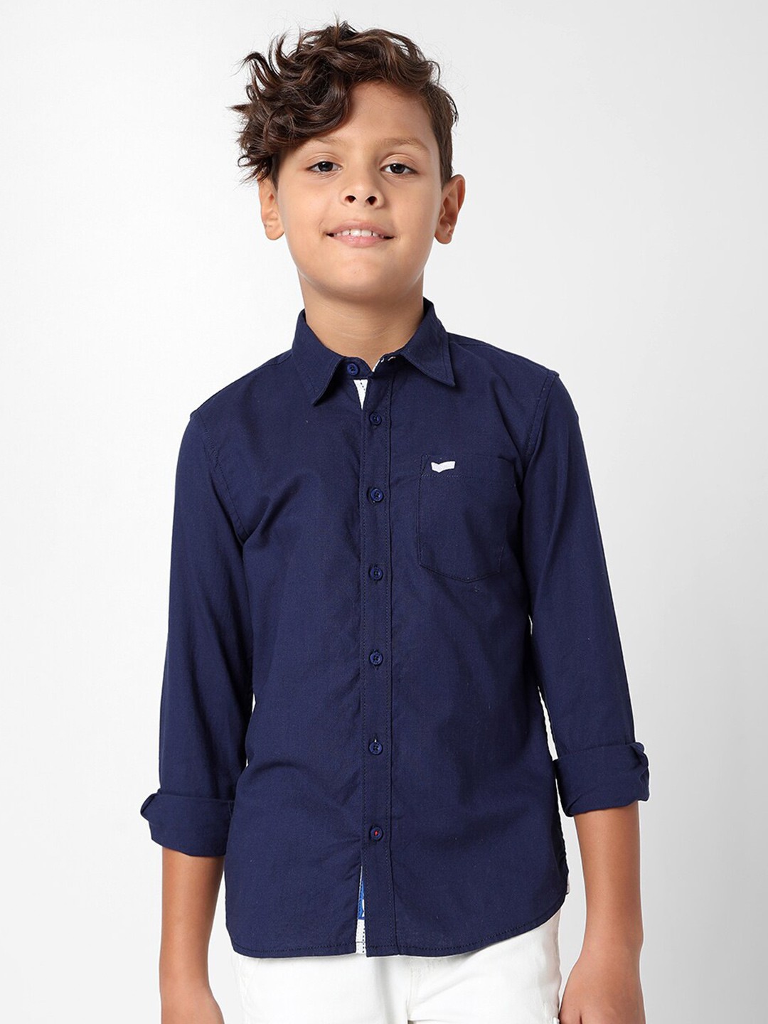 

GAS Boys Slim Fit Pure Cotton Casual Shirt, Navy blue