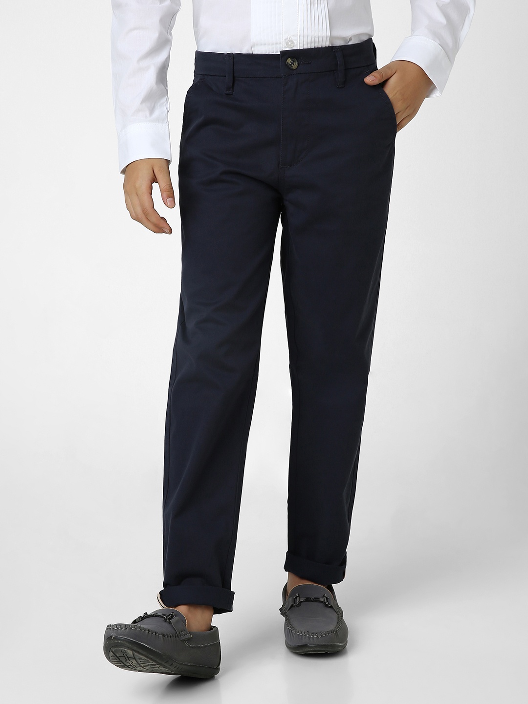 

Peter England Boys Chinos Pure Cotton Trousers, Navy blue