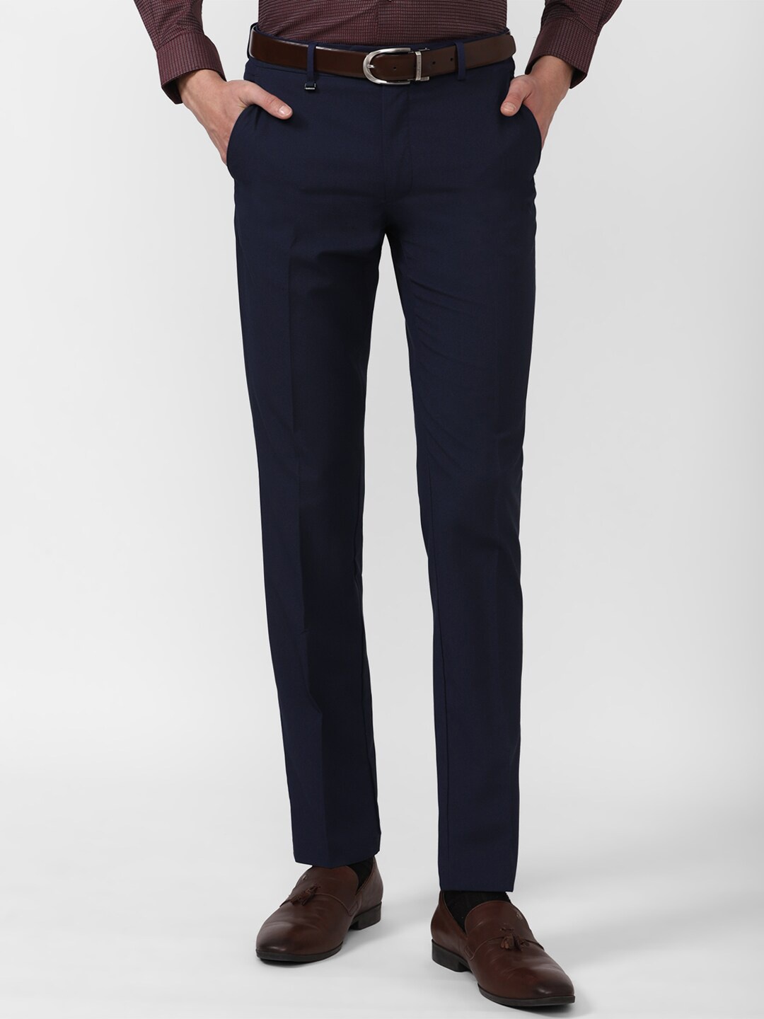 

Van Heusen Men Slim Fit Formal Trousers, Navy blue