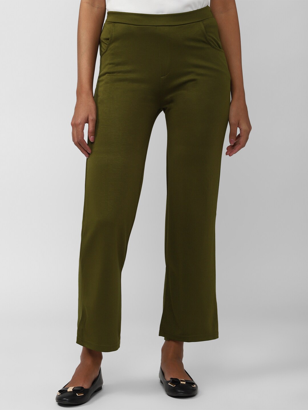 

Van Heusen Woman Women Mid Rise parallel Trousers, Olive