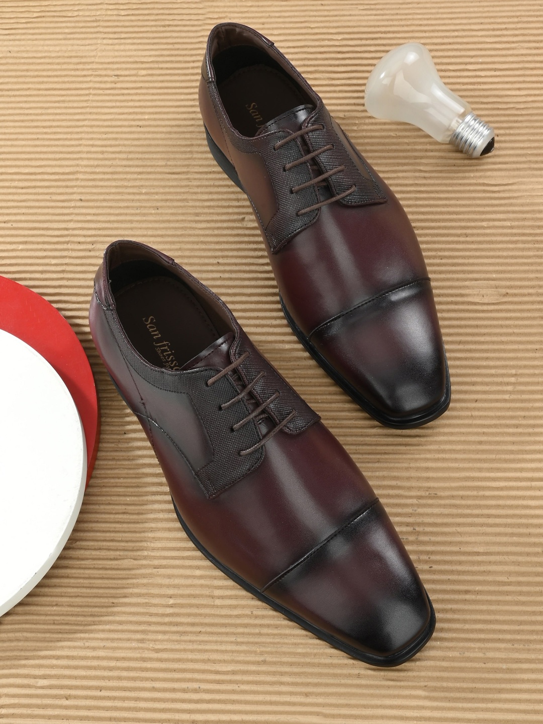 

San Frissco Men Leather Formal Derbys, Maroon