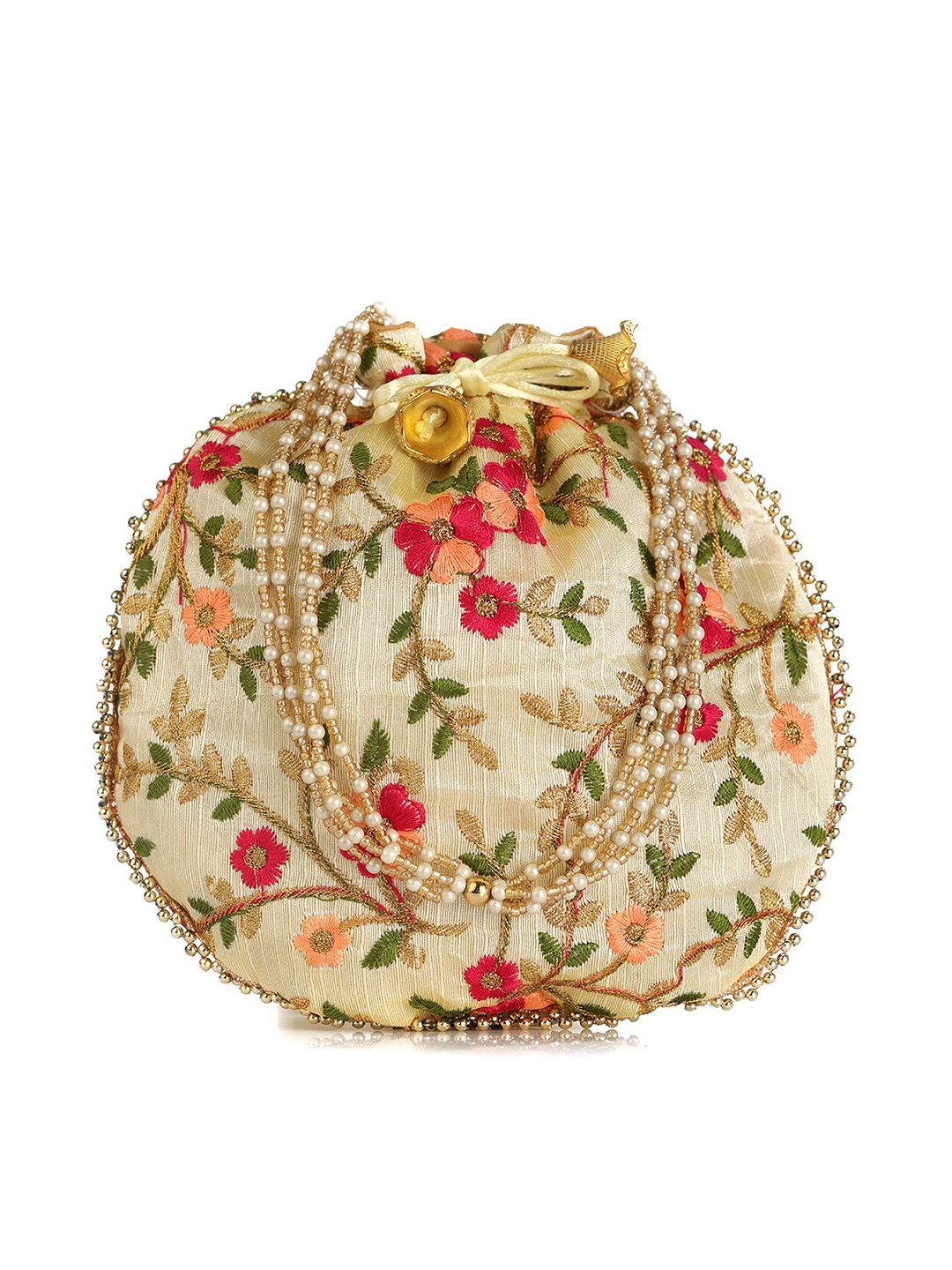 

gaura pakhi Embellished Potli Clutch, Cream