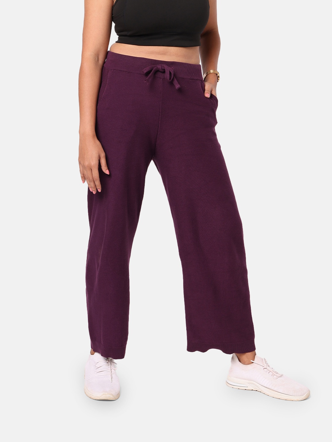 

Blissclub Women Plus Size Move All Day Pure Cotton Relaxed-Fit Track Pants, Purple