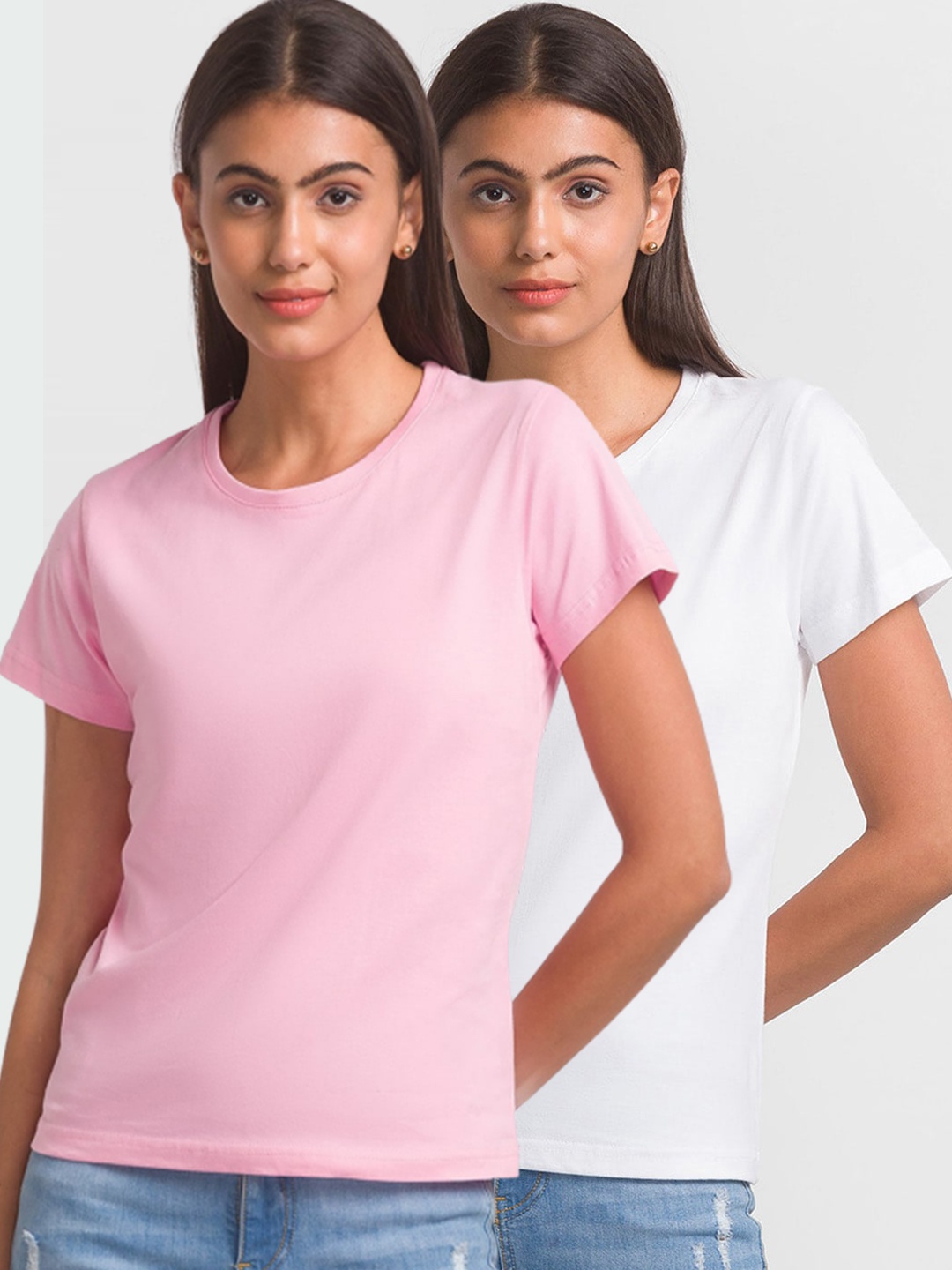 

FashionRack Women Short Sleeves Cotton Regular T-shirts, Pink