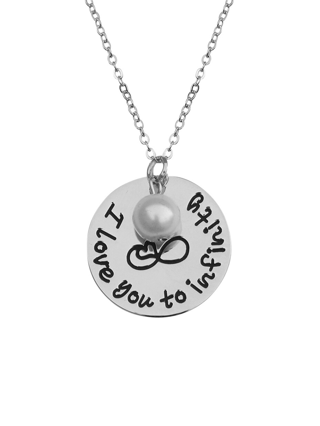 

The Pari Women Silver-Plated Stainless Steel love Quote Pendant Chain, White