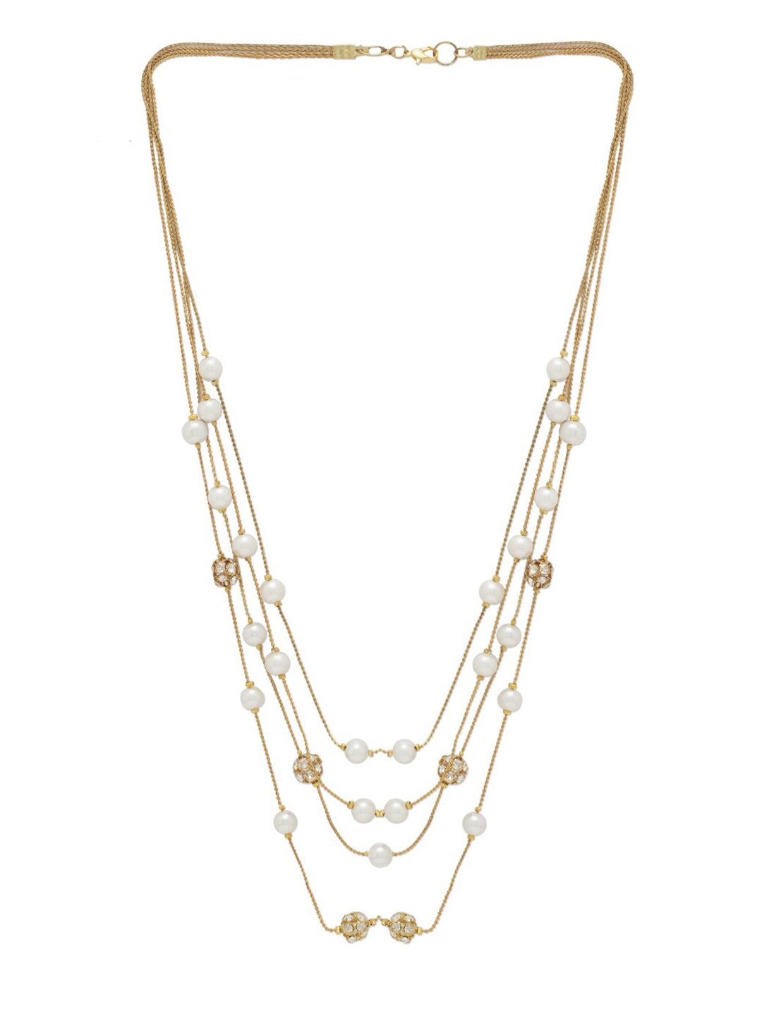 

The Pari Women Gold-Plated Pearls Layered Chain, White