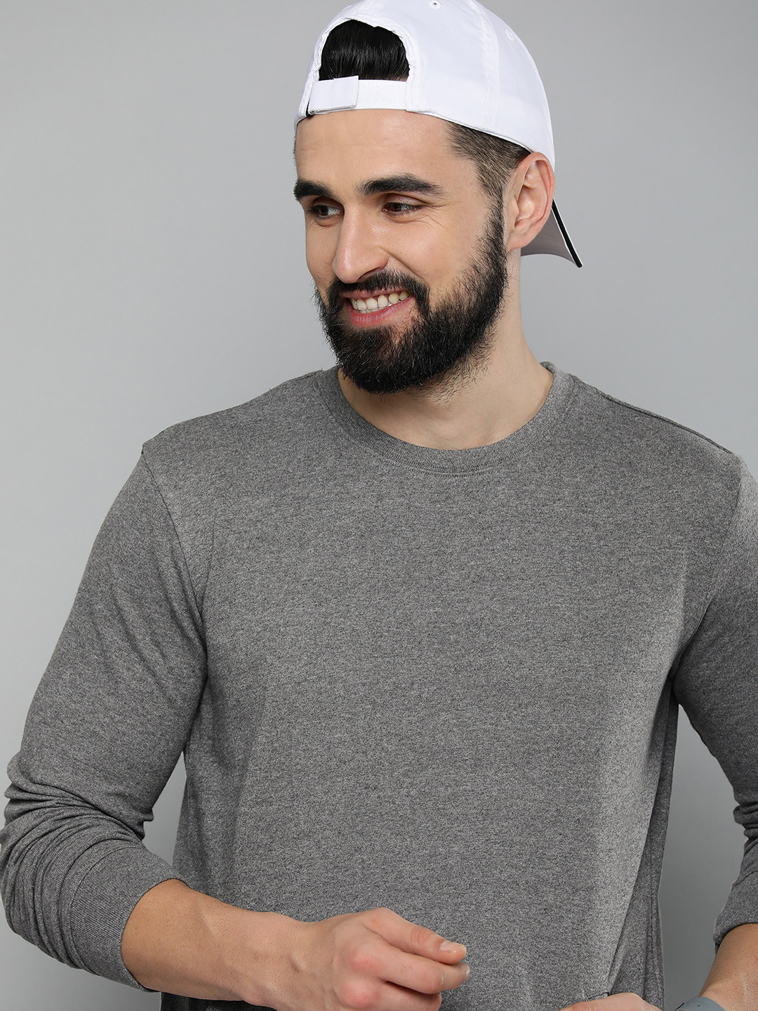 

HERE&NOW Men Pure Cotton Sweatshirt, Grey