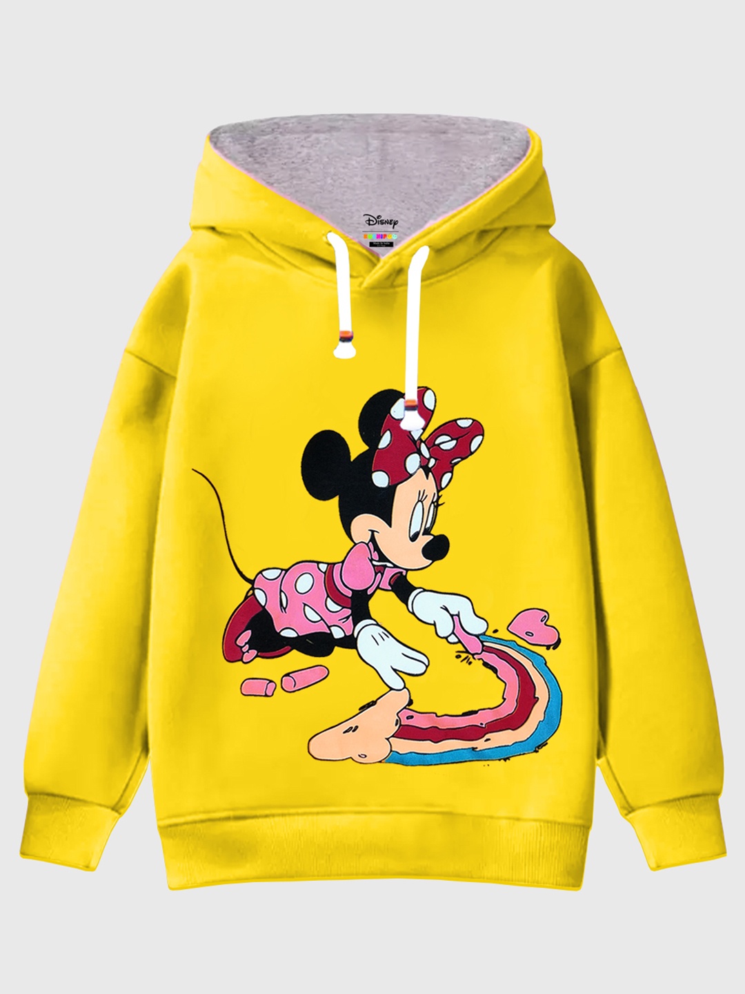 

KUCHIPOO Girls Minnie Mouse Printed Hooded Sweatshirt, Yellow