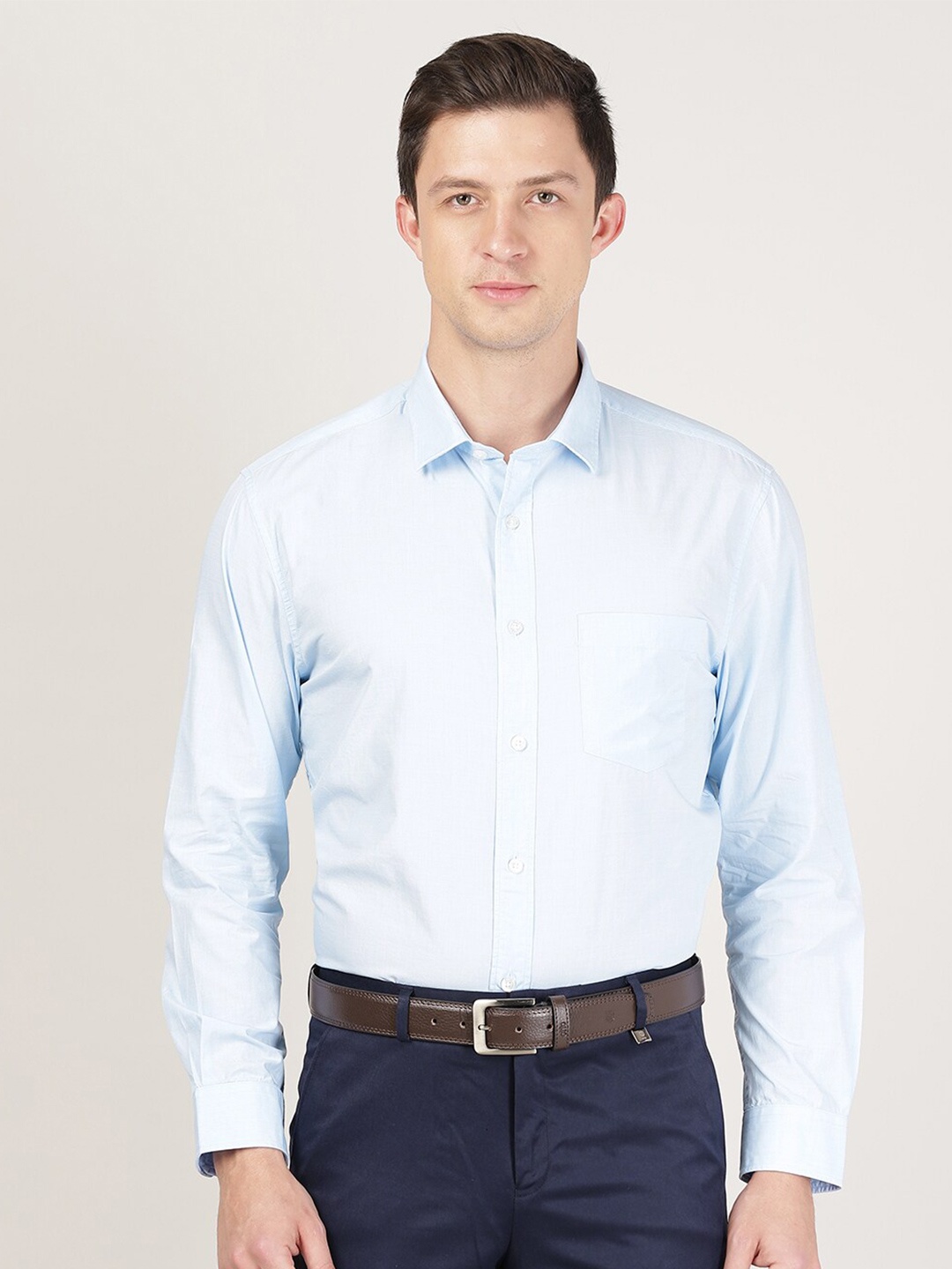 

MERCHANT MARINE Men Pure Cotton Regular Fit Formal Shirt, Blue