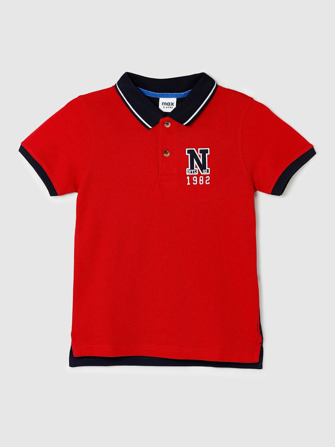 

max Polo Collar Cotton T-shirt, Red