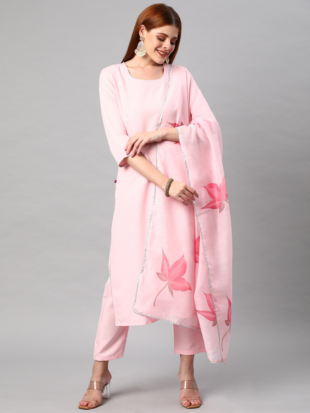 

KALINI Women Pink Kurta with Trousers & With Dupatta