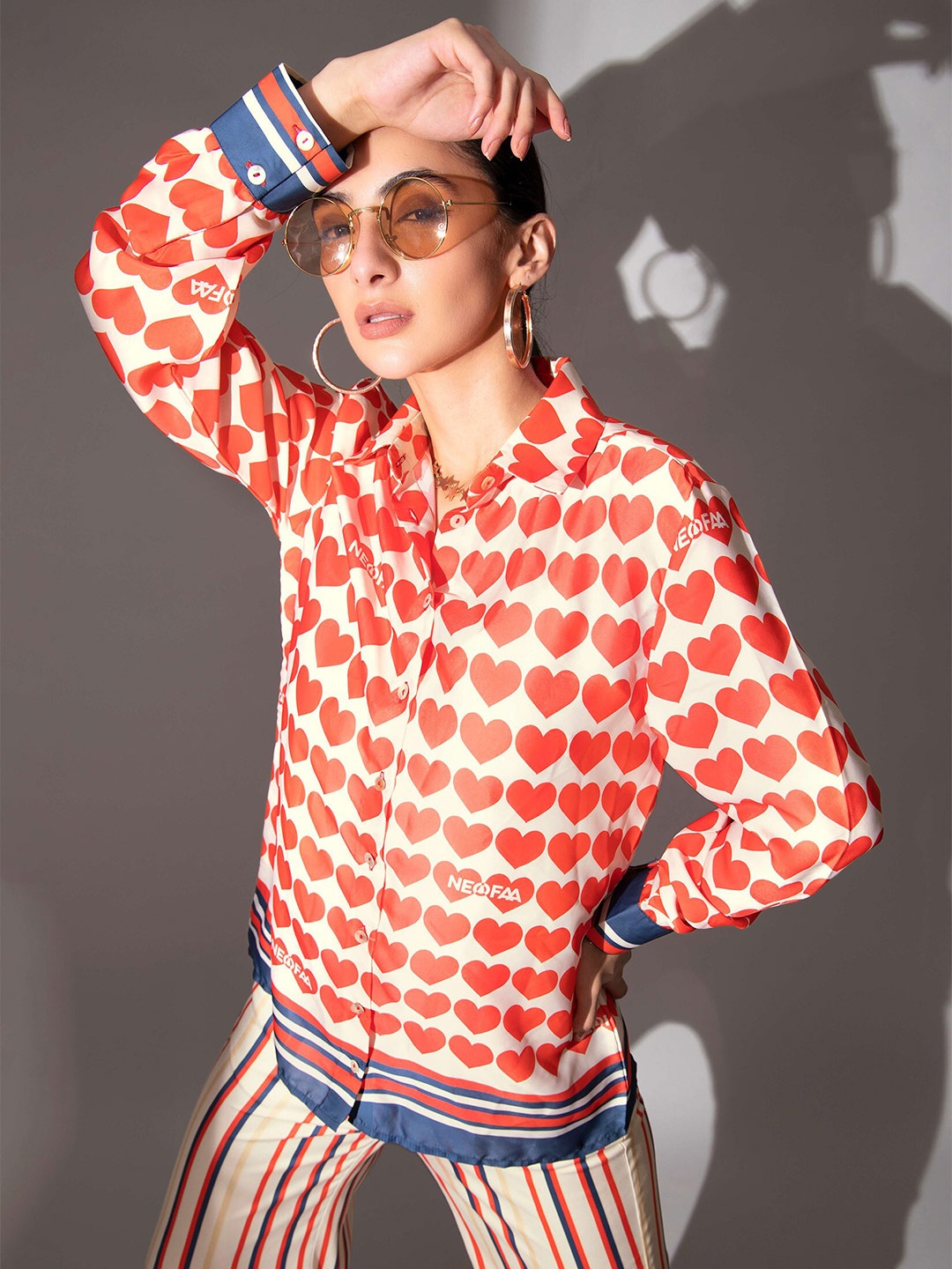 

NEOFAA Women Printed Casual Shirt, Red