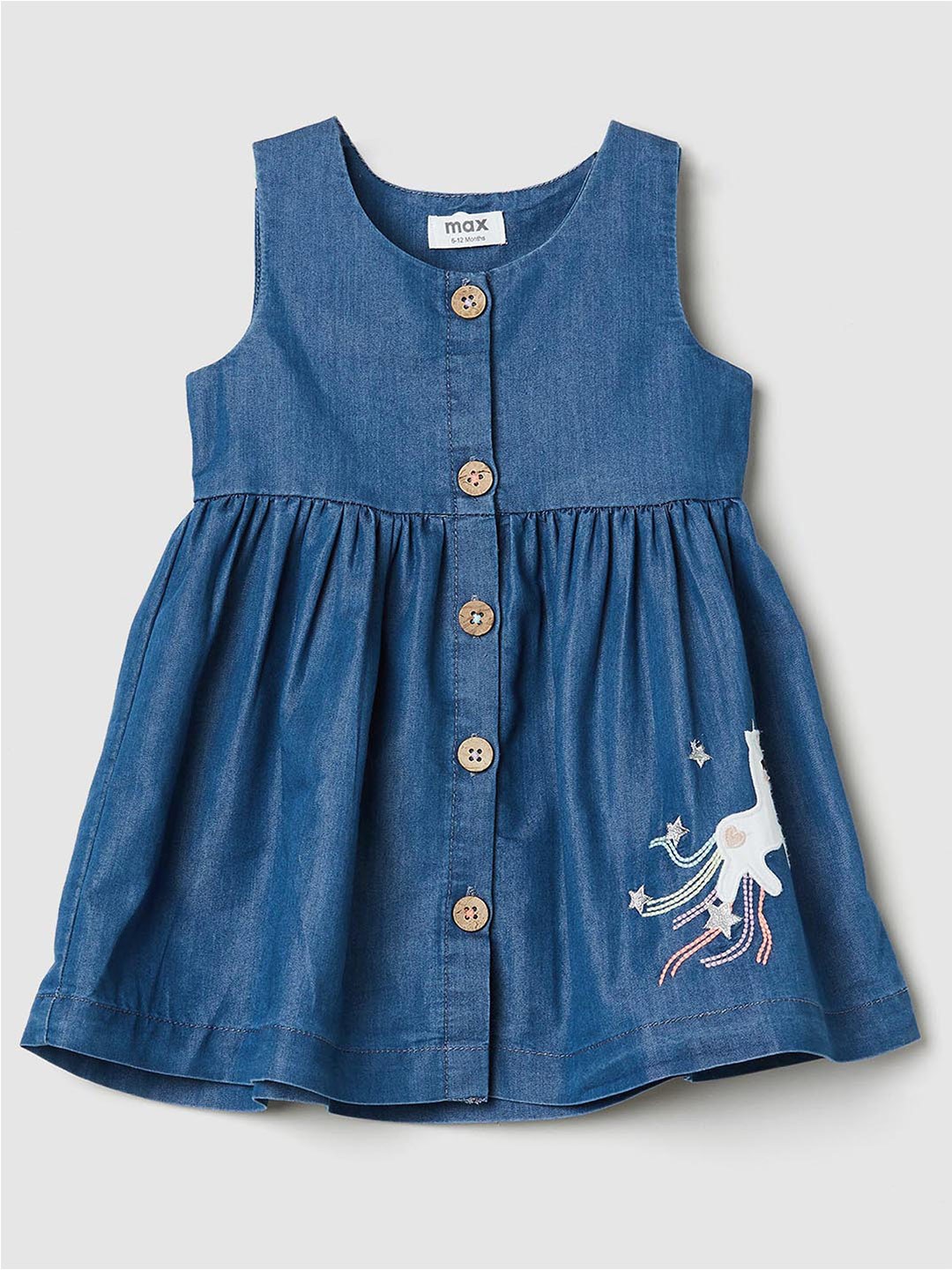 

max Cotton Sleeveless Fit & Flare Dress, Blue