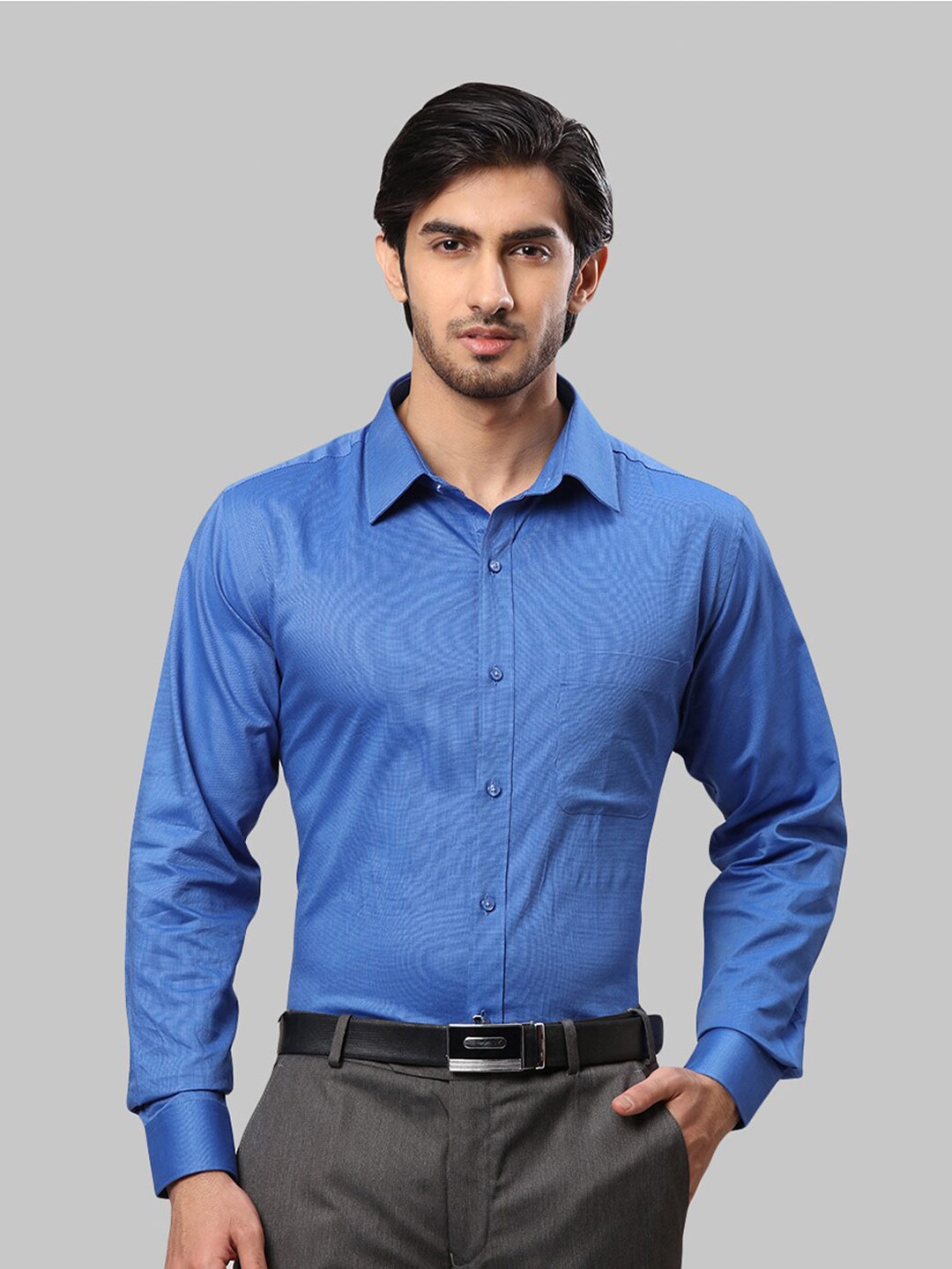 

Raymond Men Slim-Fit Cotton Formal Shirt, Blue
