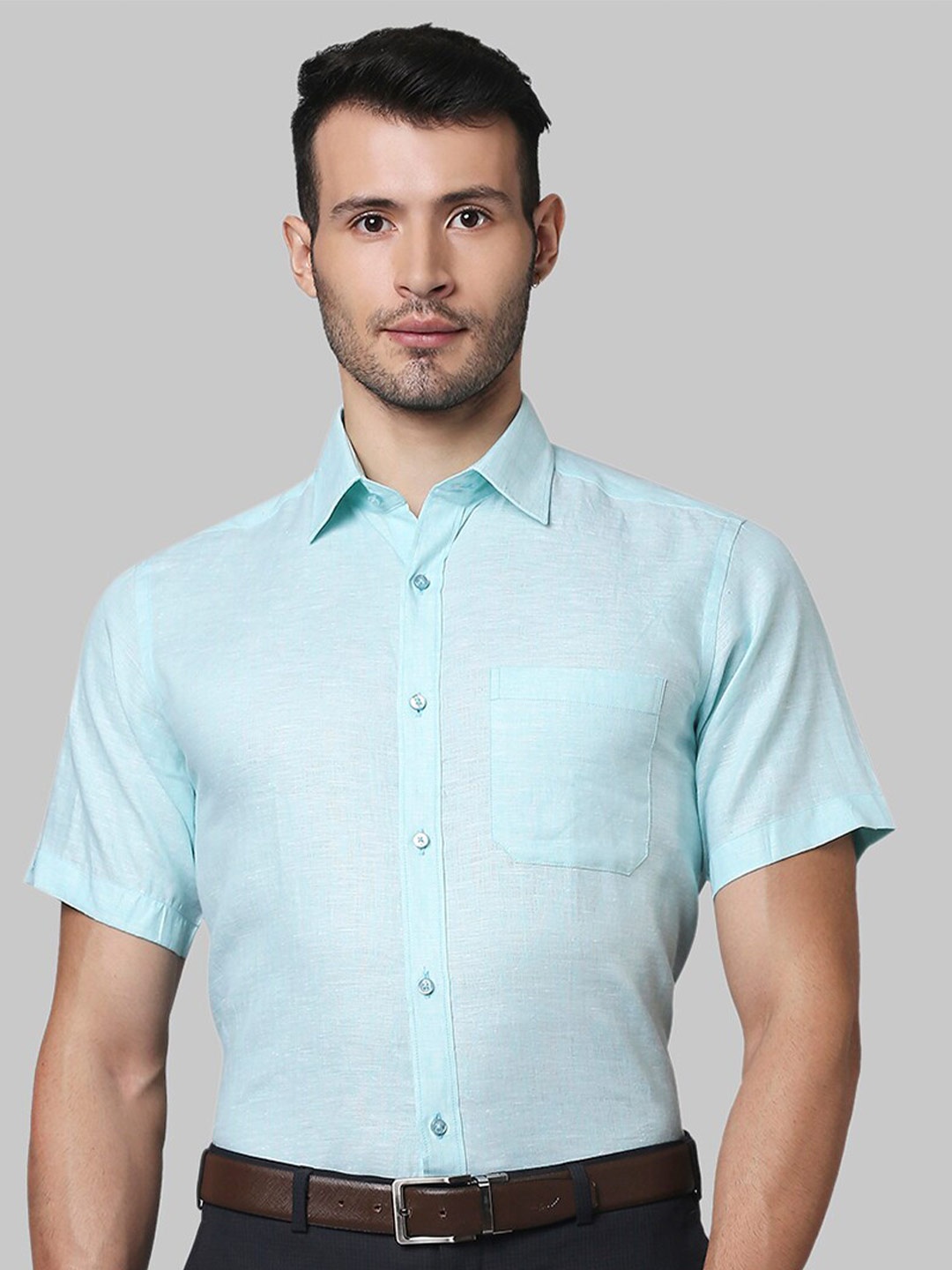 

Raymond Men Linen Formal Shirt, Sea green