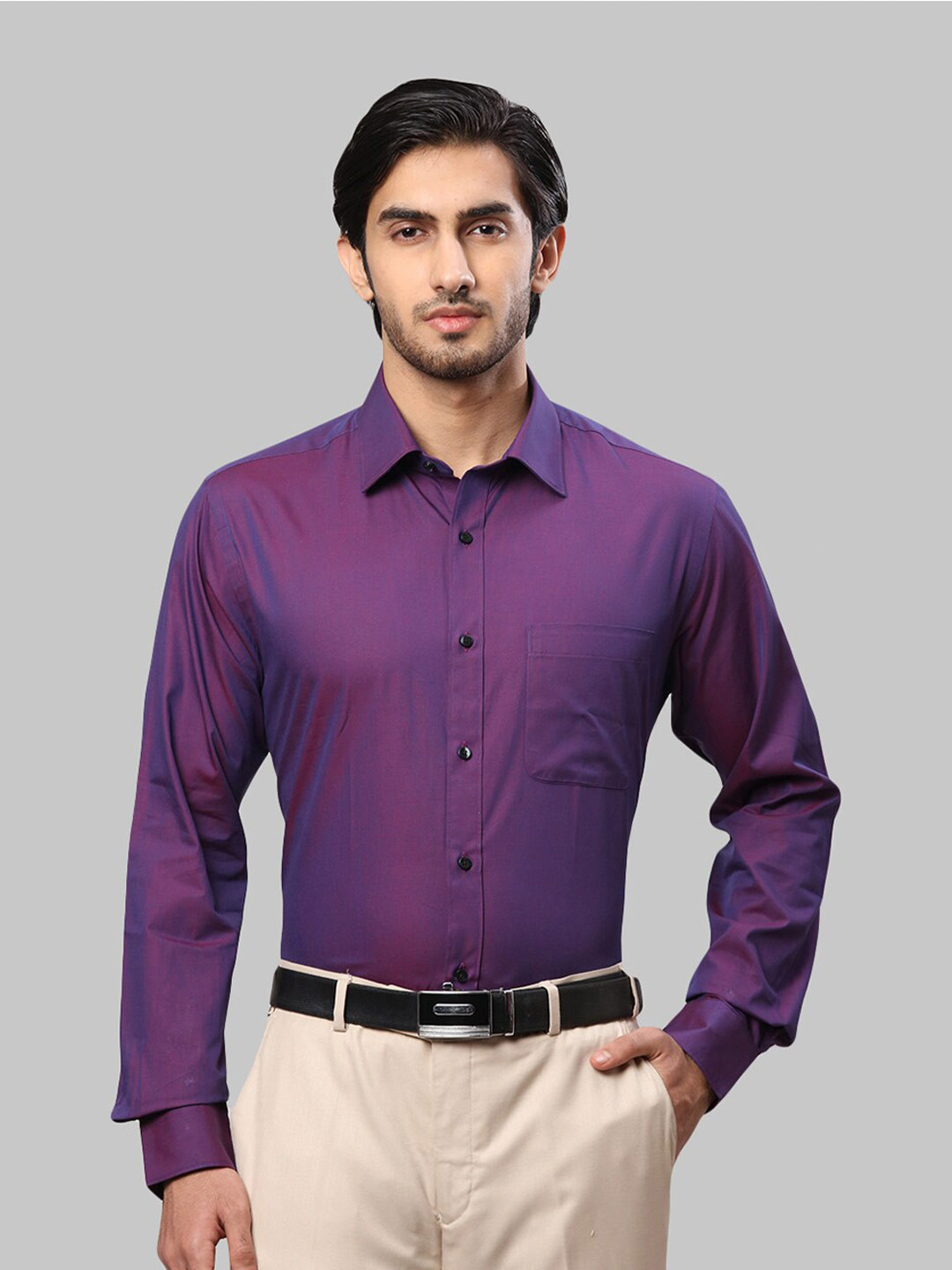 

Raymond Men Slim-Fit Cotton Formal Shirt, Purple