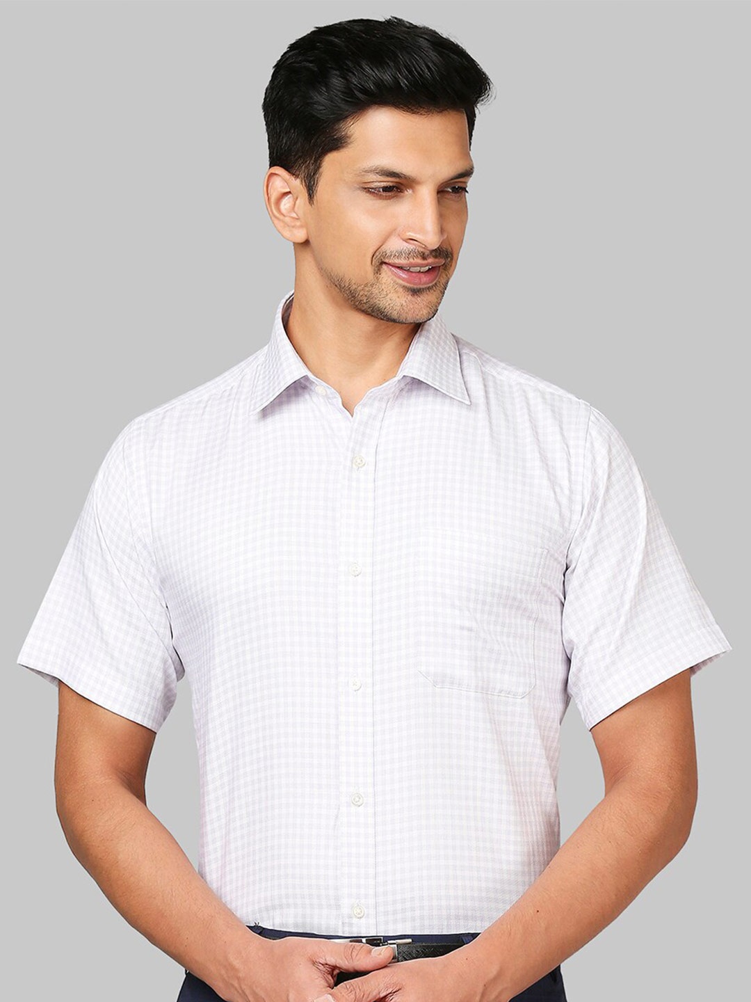 

Raymond Men Checked Cotton Shirts, Purple
