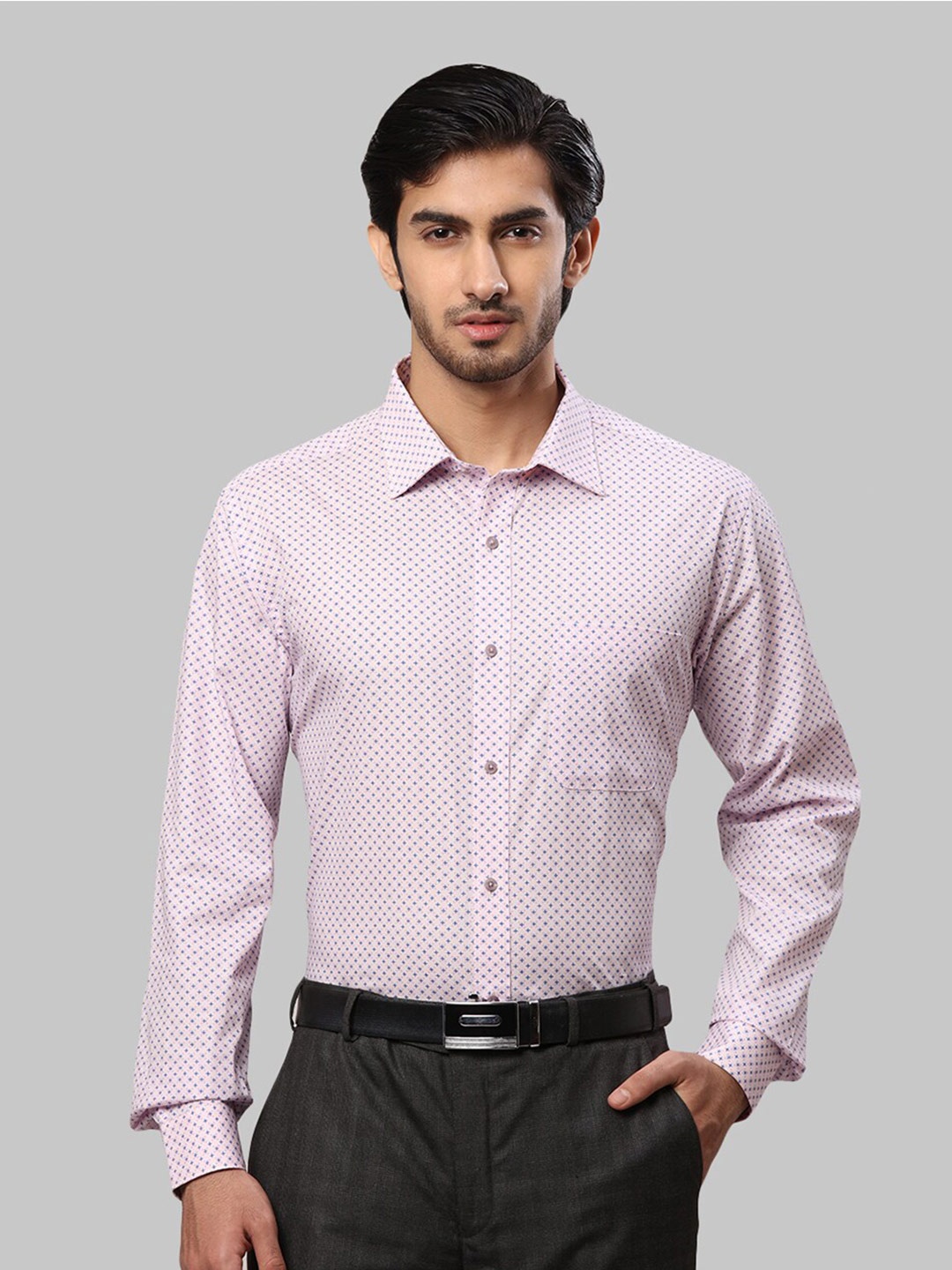 

Raymond Men Printed Slim-Fit Cotton Formal Shirt, Purple