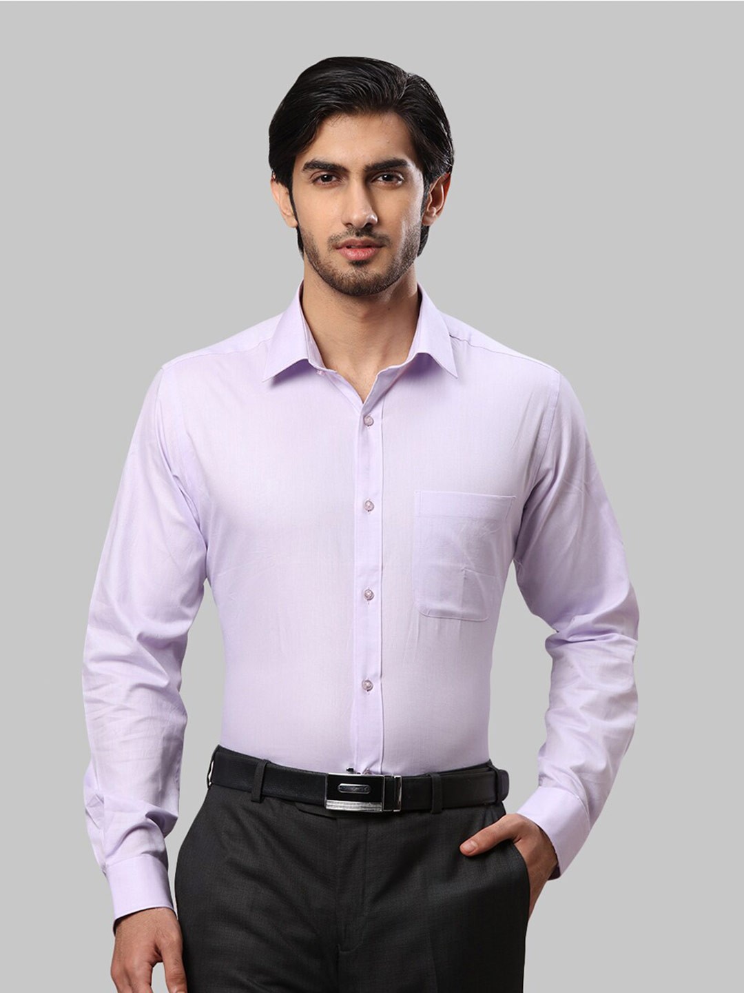 

Raymond Men Cotton Slim-Fit Shirts, Purple