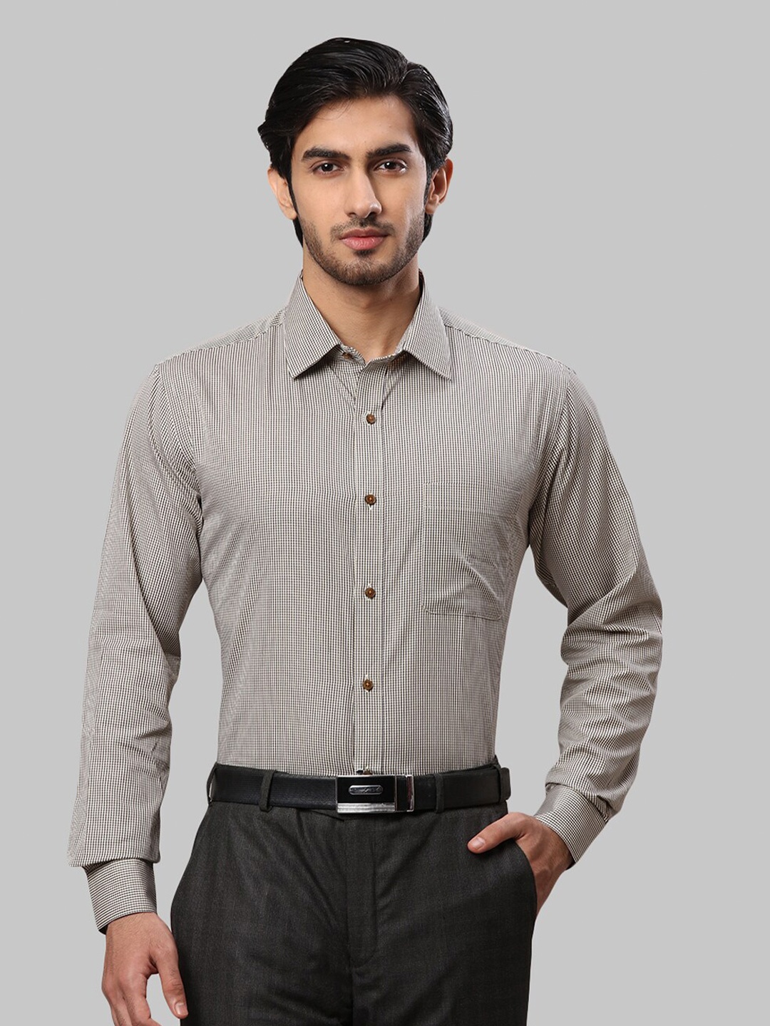 

Raymond Men Brown Striped Slim-Fit Cotton Formal Shirts