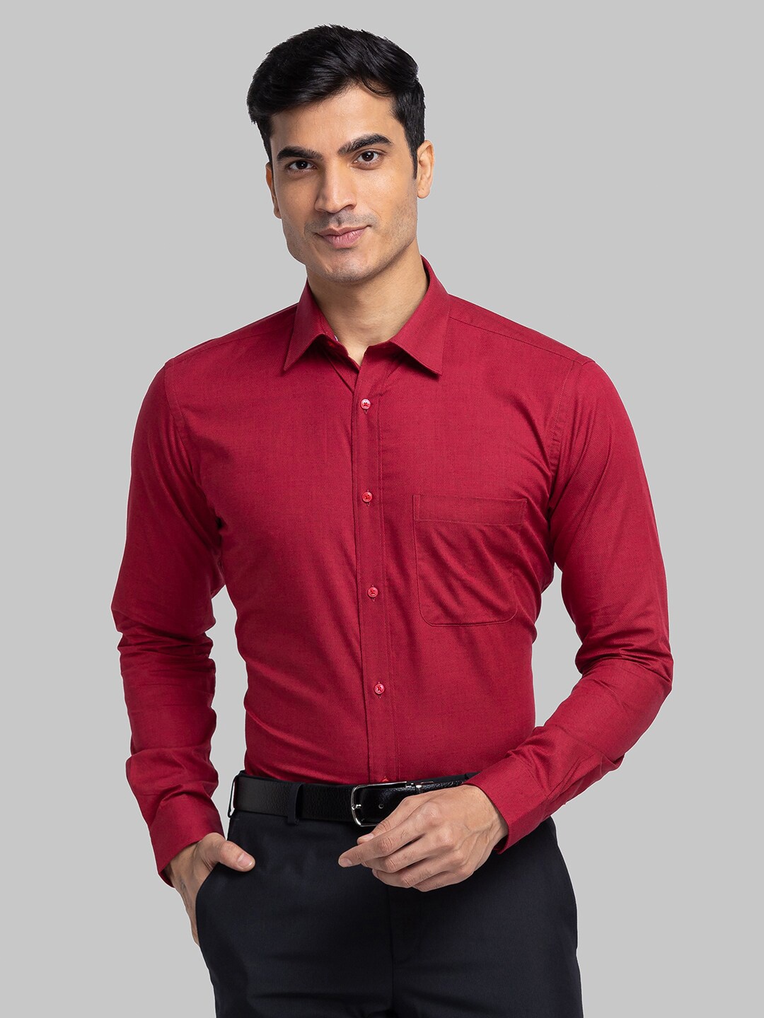 

Raymond Men Slim Fit Cotton Formal Shirt, Red